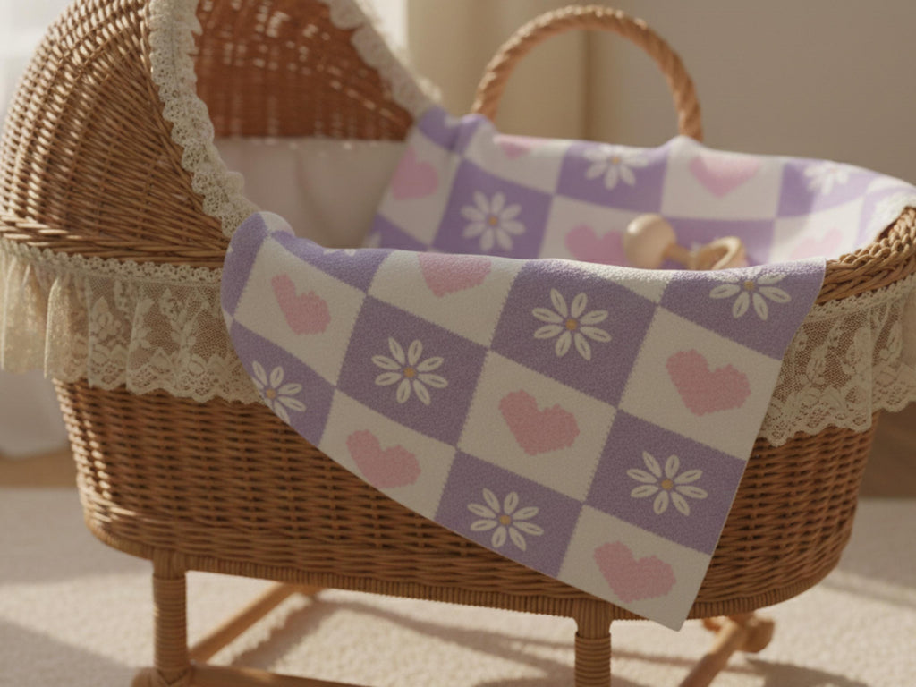 Handmade Daisy Hearts Baby Blanket – Soft Floral Nursery Throw (PDF Pattern)