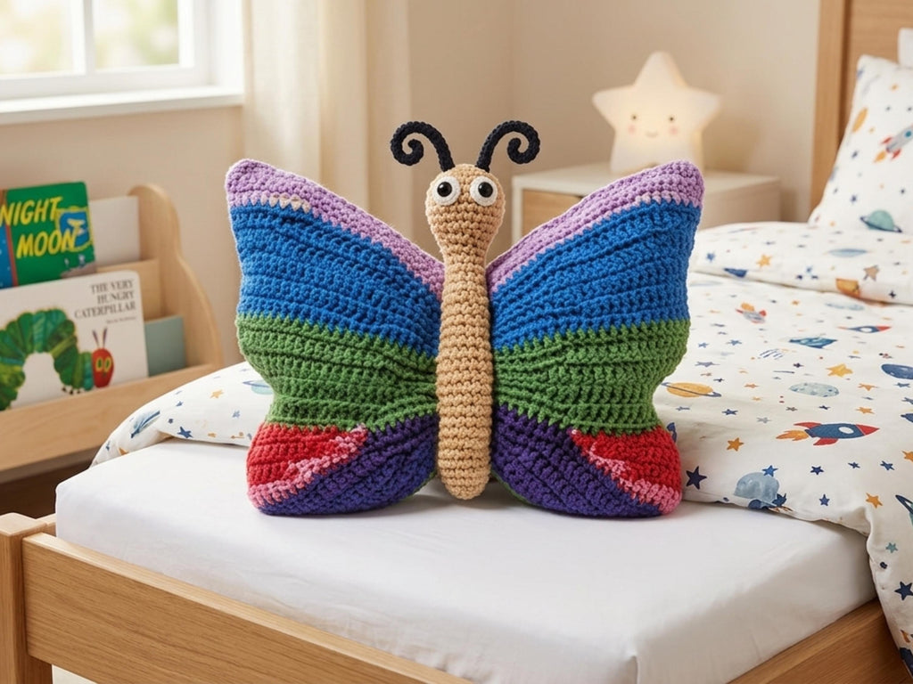 Crochet Butterfly Pillow Pattern, Amigurumi Cushion, Nursery Decor (PDF)