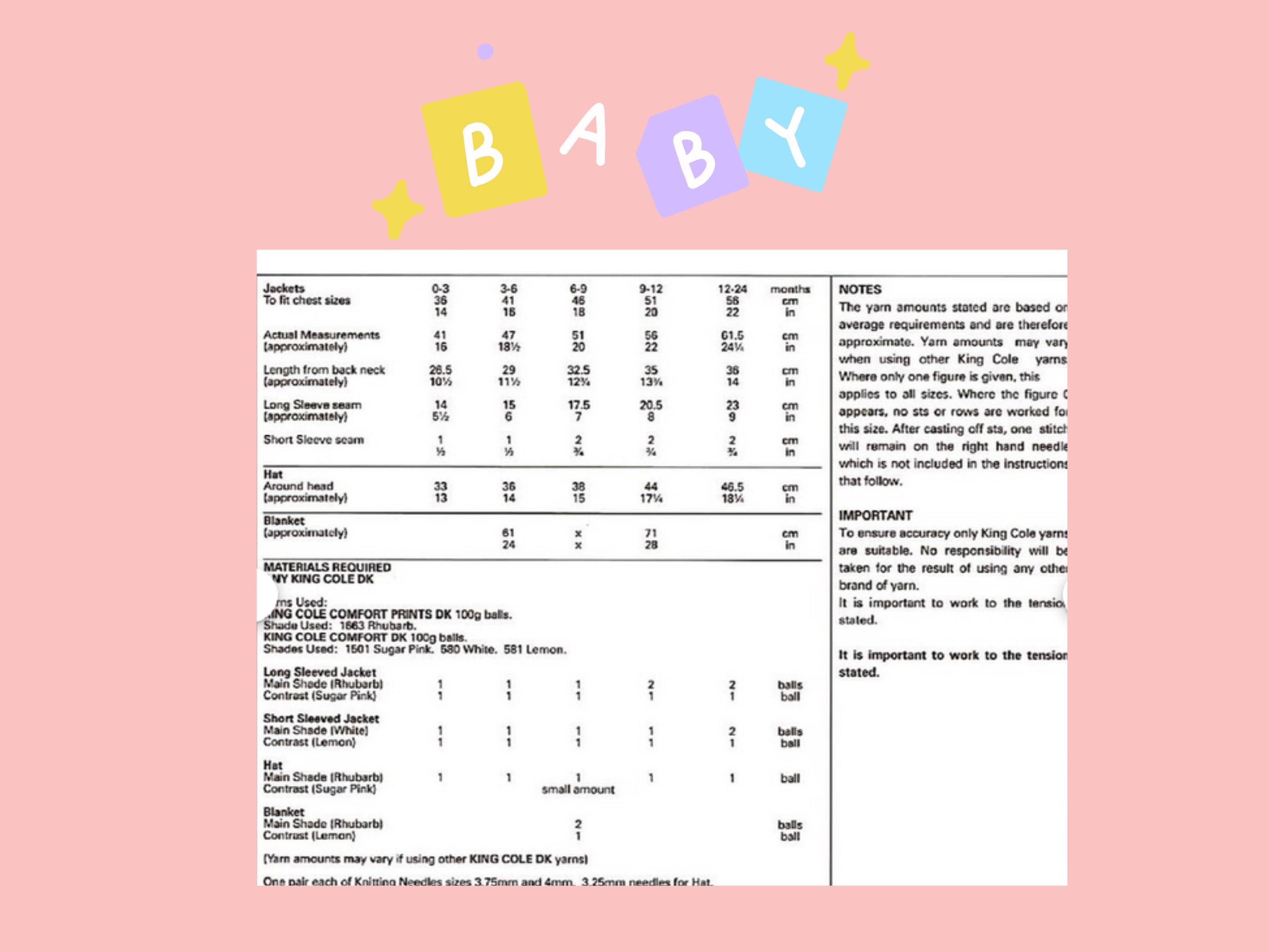 Knitting Pattern for Girls Baby Knitting Pattern Set: Jacket, Hat, Blanket (DK Weight) (PDF Download)