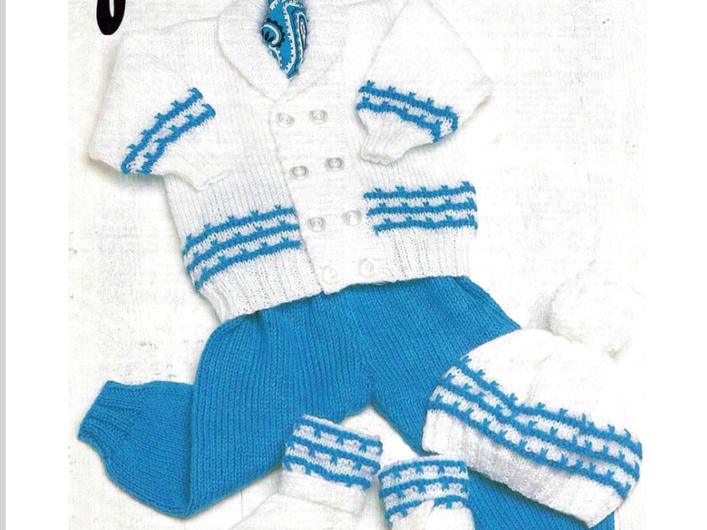 RETIREMENT SALE *knitting pattern for baby boy cardigan blanket and booties set PDF instant download