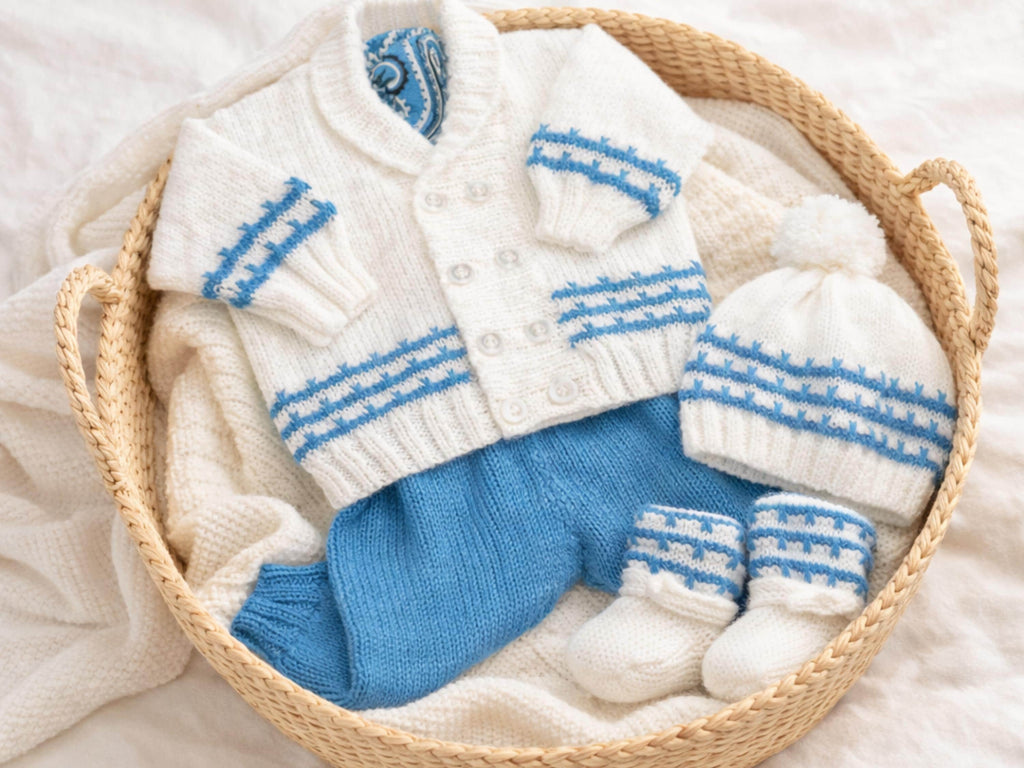 RETIREMENT SALE *knitting pattern for baby boy cardigan blanket and booties set PDF instant download