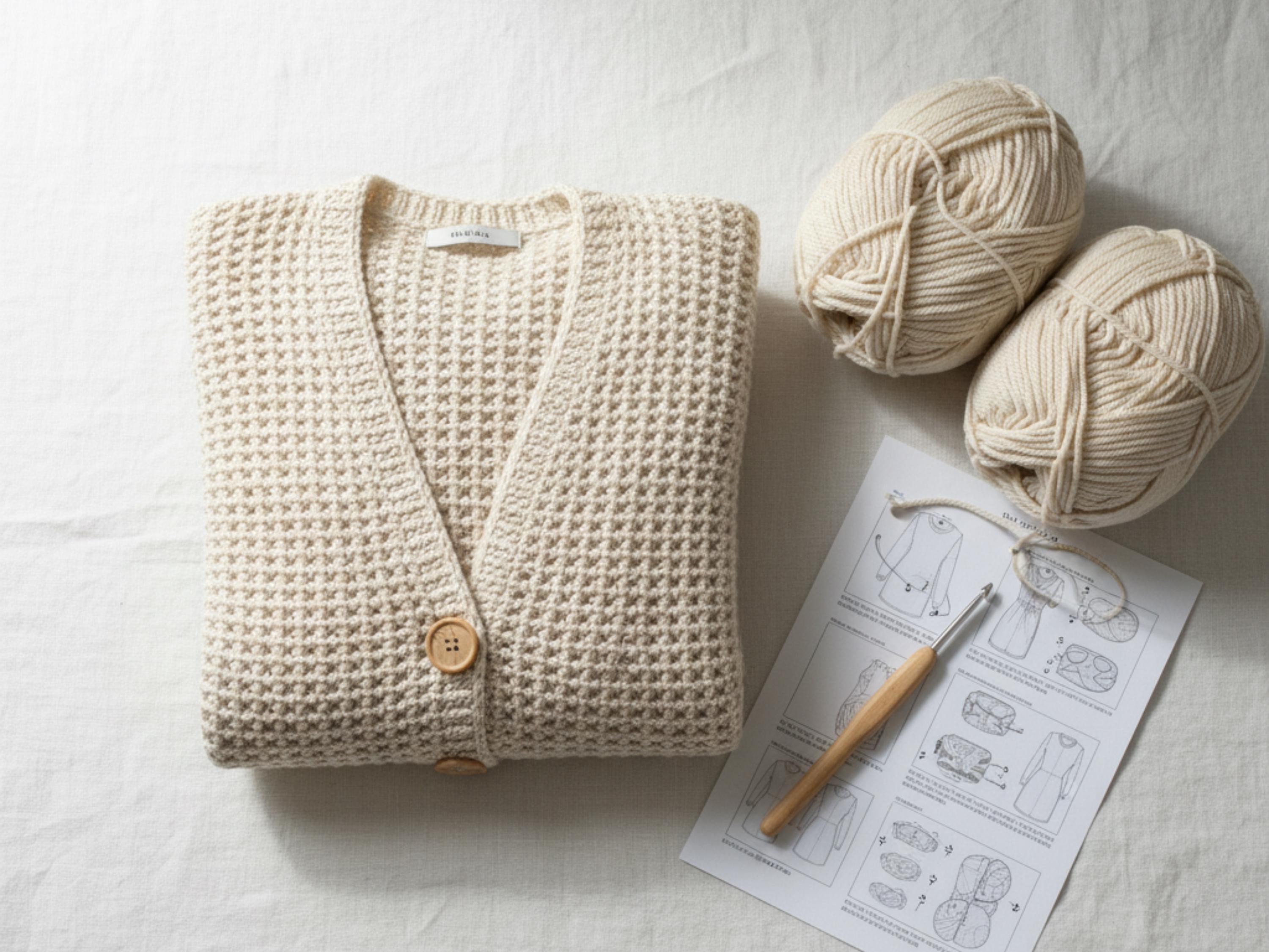 Womens Crochet cardigan pattern pdf -Women's easy waffle cardigan