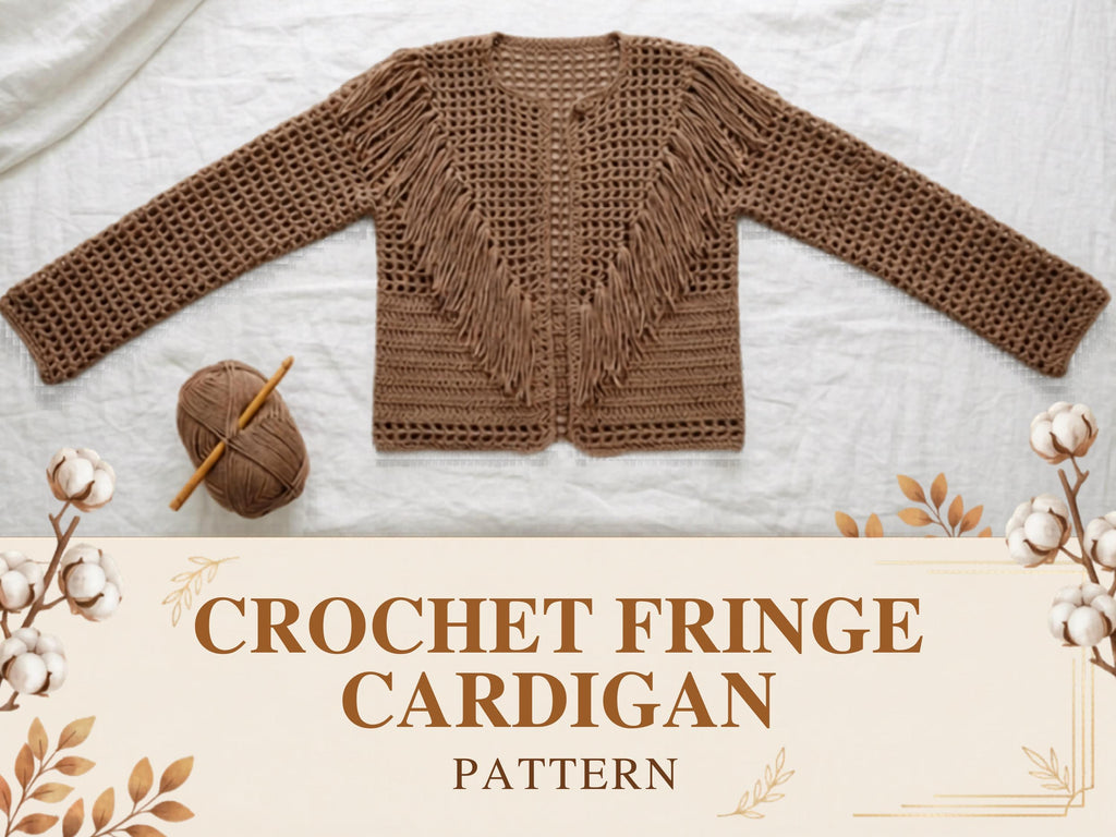 Boho Fringe Crochet Jacket Pattern – Women’s Cardigan PDF (Instant Download)