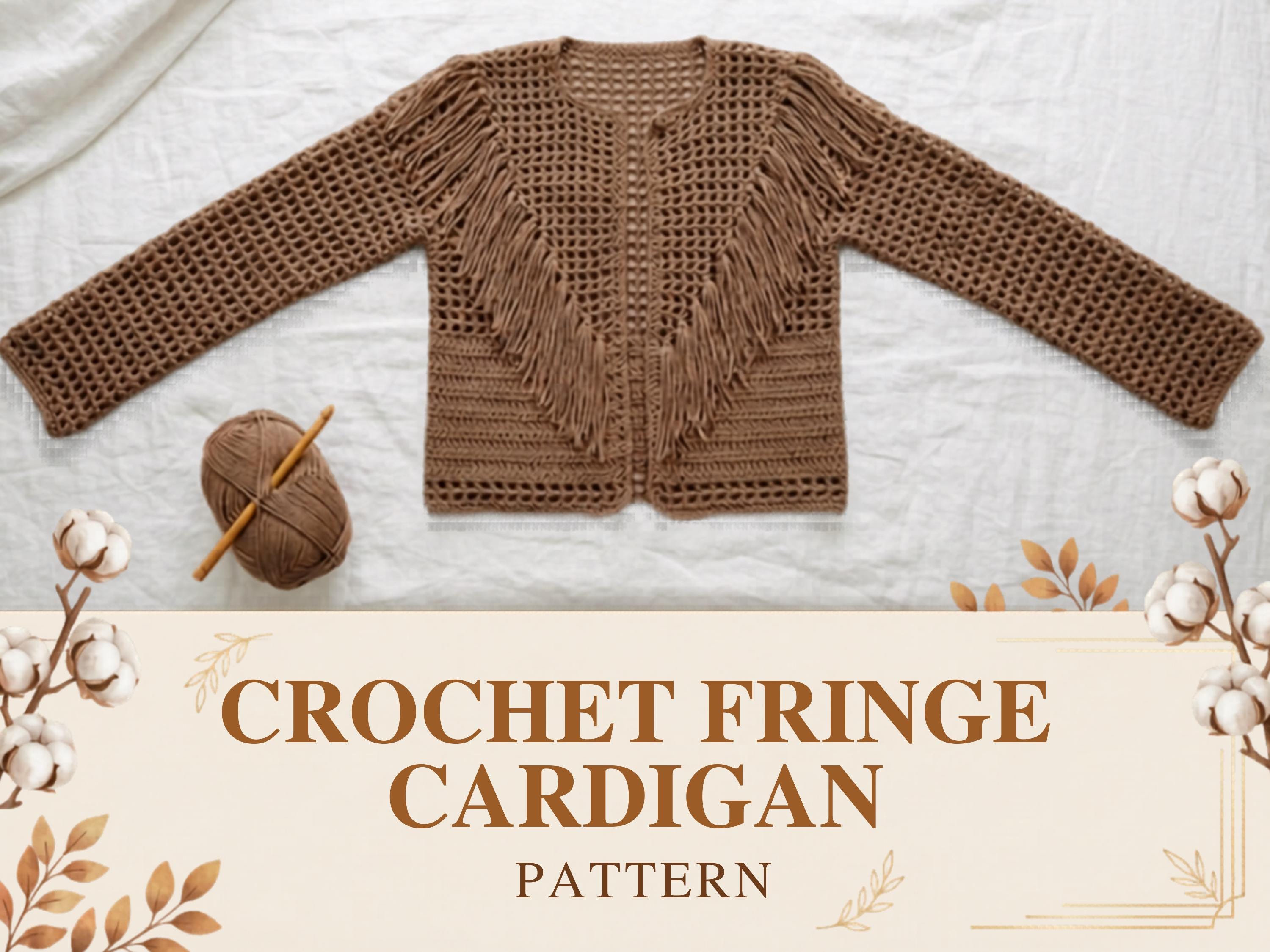 Boho Fringe Crochet Jacket Pattern – Women’s Cardigan PDF (Instant Download)