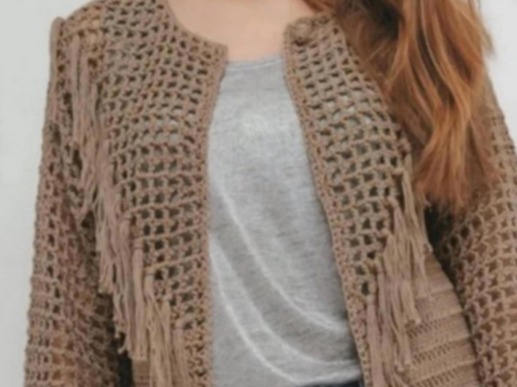 Boho Fringe Crochet Jacket Pattern – Women’s Cardigan PDF (Instant Download)