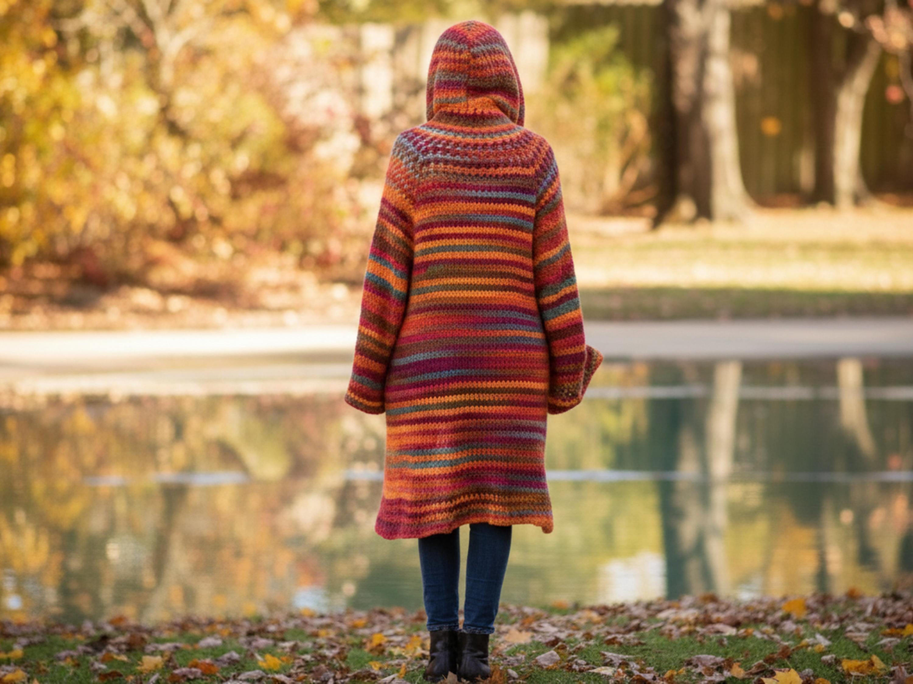 Vintage Crochet Pattern PDF – Oversized Hooded Jacket Cardigan Coat (Digital Download)