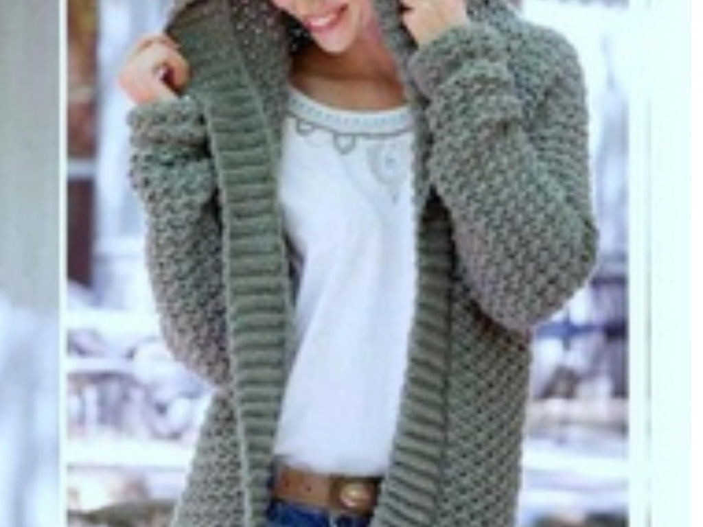 Crochet Pattern Womens jacket - Oversized Hooded Jacket Cardigan Coat |Chunky Bulky Crochet Design | Sizes S–XXL FREE crochet journal