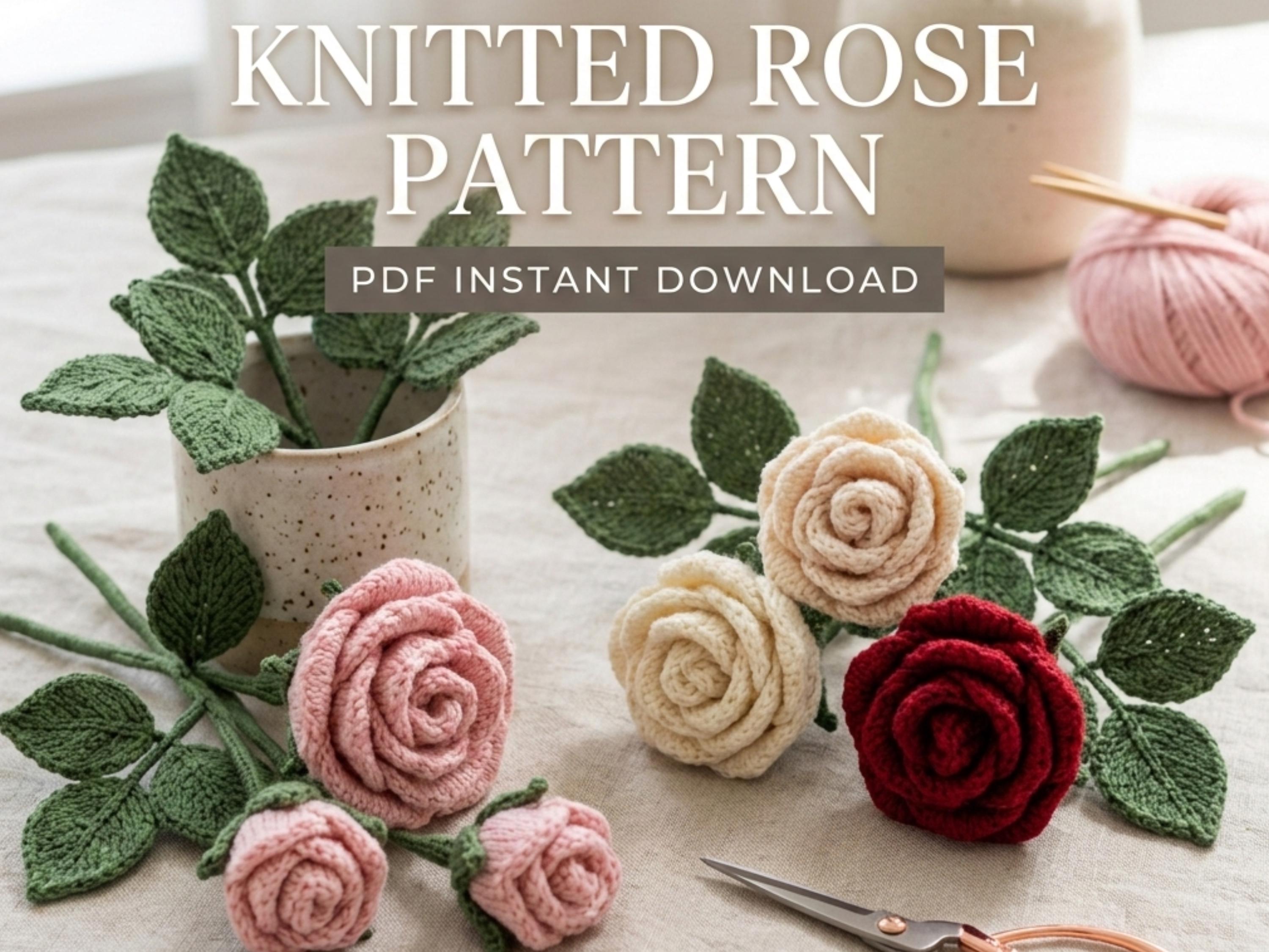RETIREMENT SALE *Knitted Rose Flower Pattern | Easy Beginner Crochet Tutorial (PDF Pattern)
