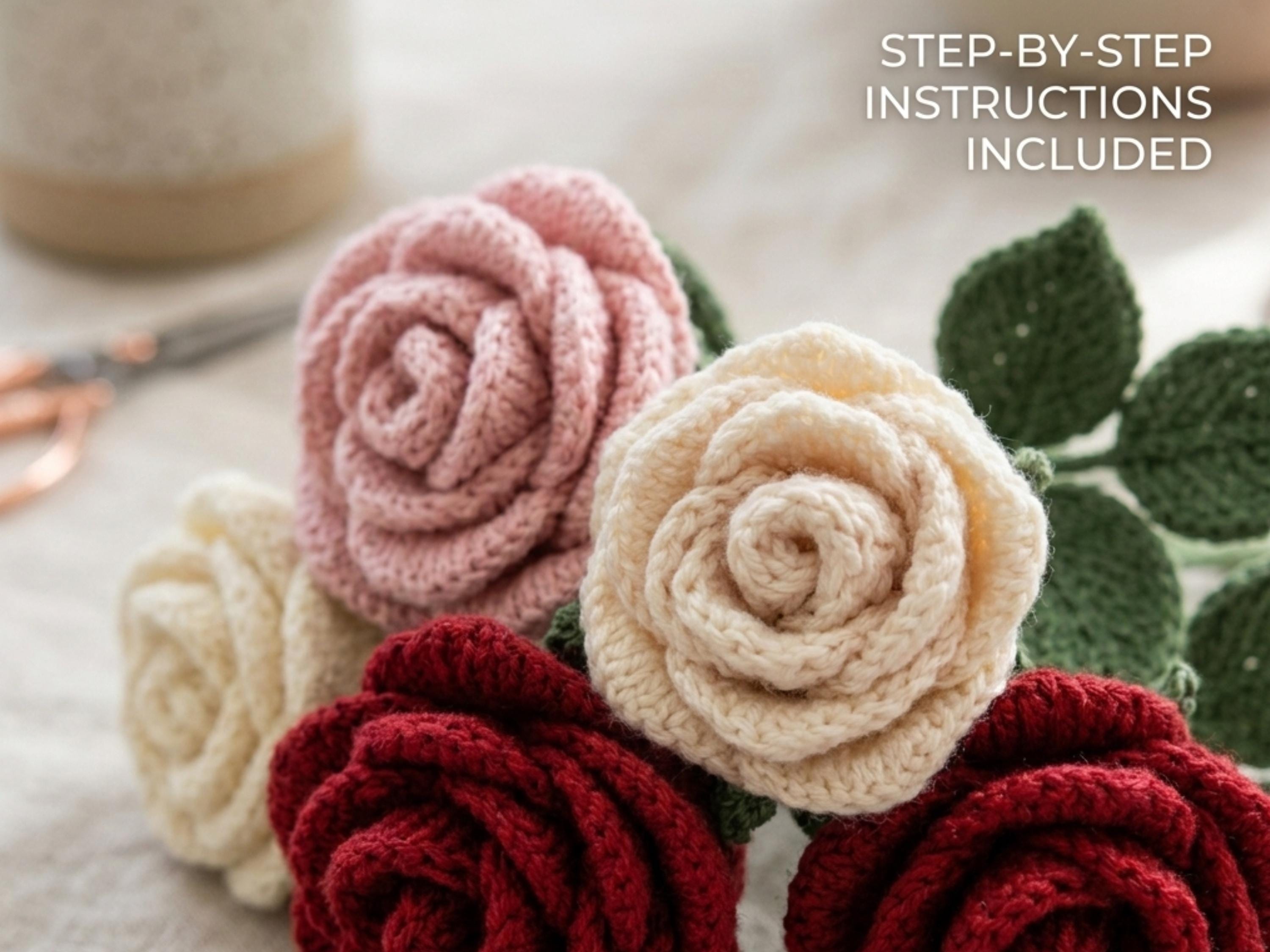 RETIREMENT SALE *Knitted Rose Flower Pattern | Easy Beginner Crochet Tutorial (PDF Pattern)