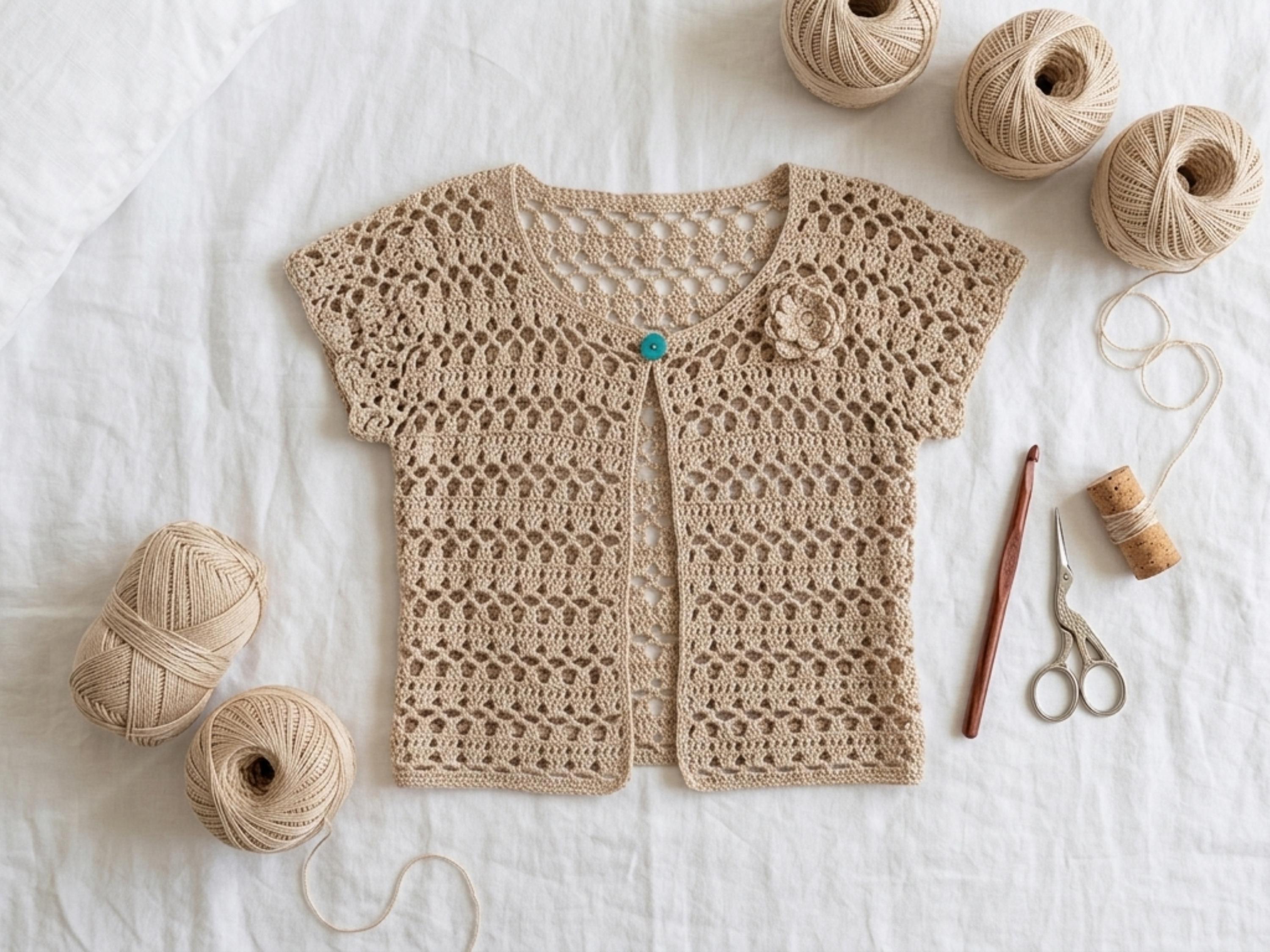 Crochet Pattern: Women's Summer Lace Cotton Cardigan, Shrug, Top (PDF Pattern)