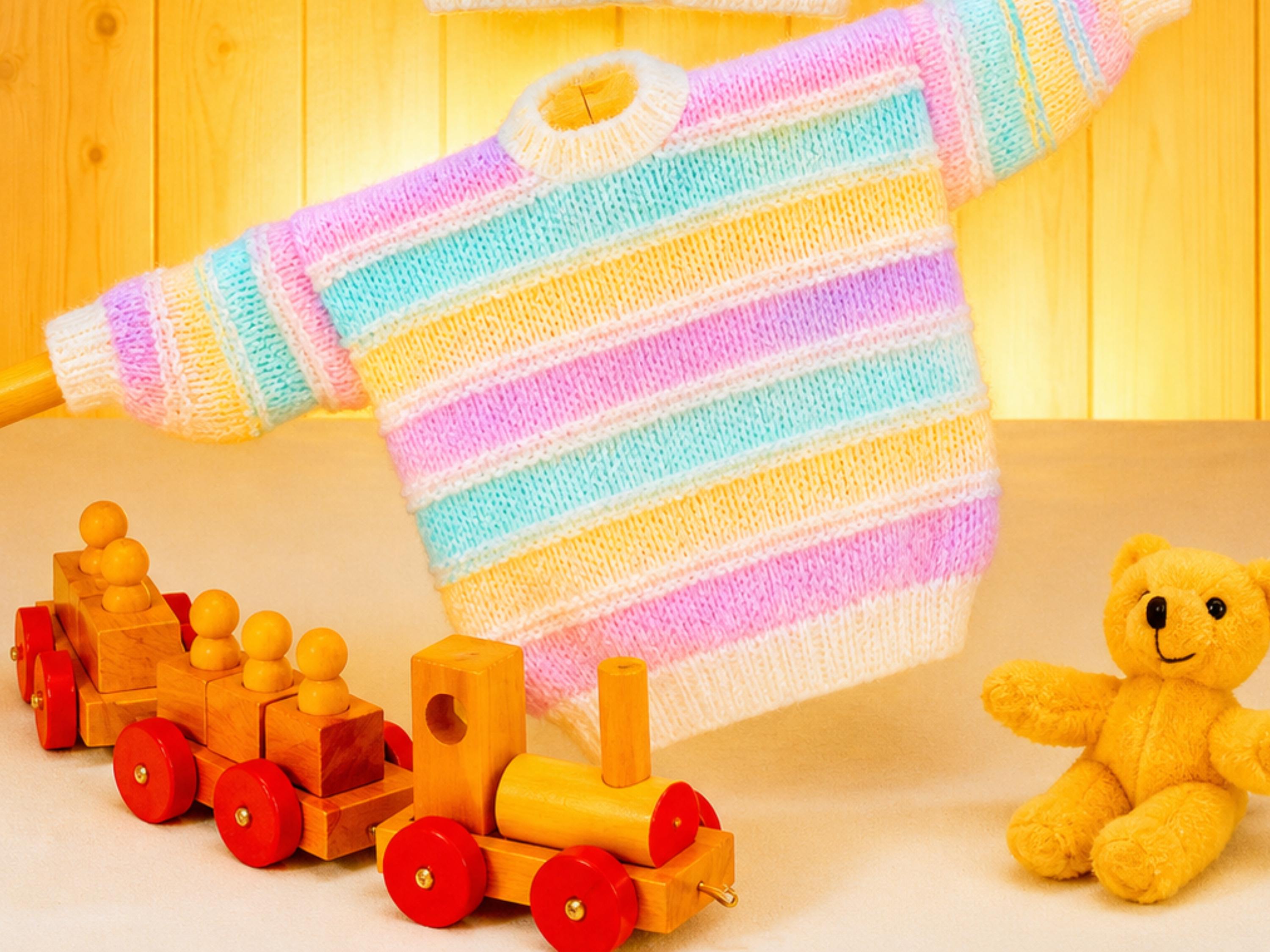 Striped Baby knitted Cardigan Sweater Knitting Pattern | Vintage Style, PDF Download