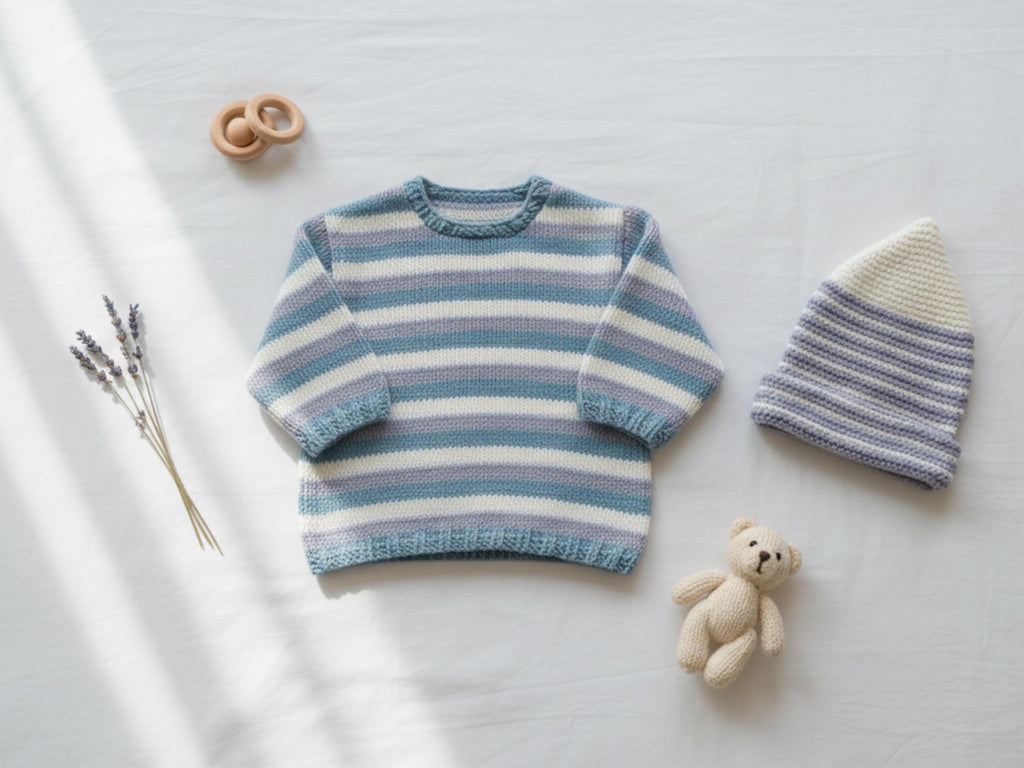 Knitting sweater  pattern for baby PDF Knitting Pattern –   Baby Striped Sweater – DK Yarn – 0–1 Years