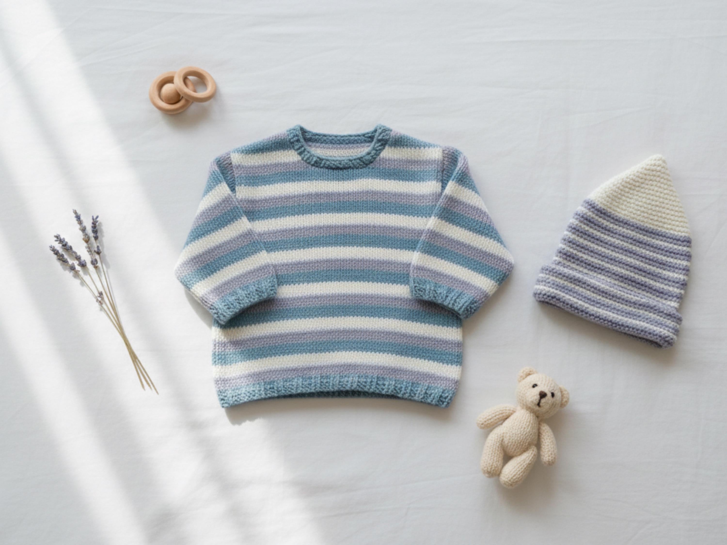Knitting sweater  pattern for baby PDF Knitting Pattern –   Baby Striped Sweater – DK Yarn – 0–1 Years
