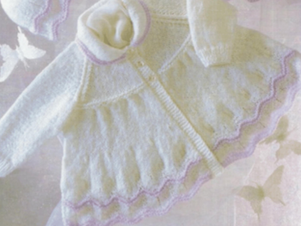 knitting patterns for 3yr old girls Baby Girl's Lacy Matinee Cardigan Knitting Pattern (PDF Download)-Matinee Coat and Hat~DK~12-20"
