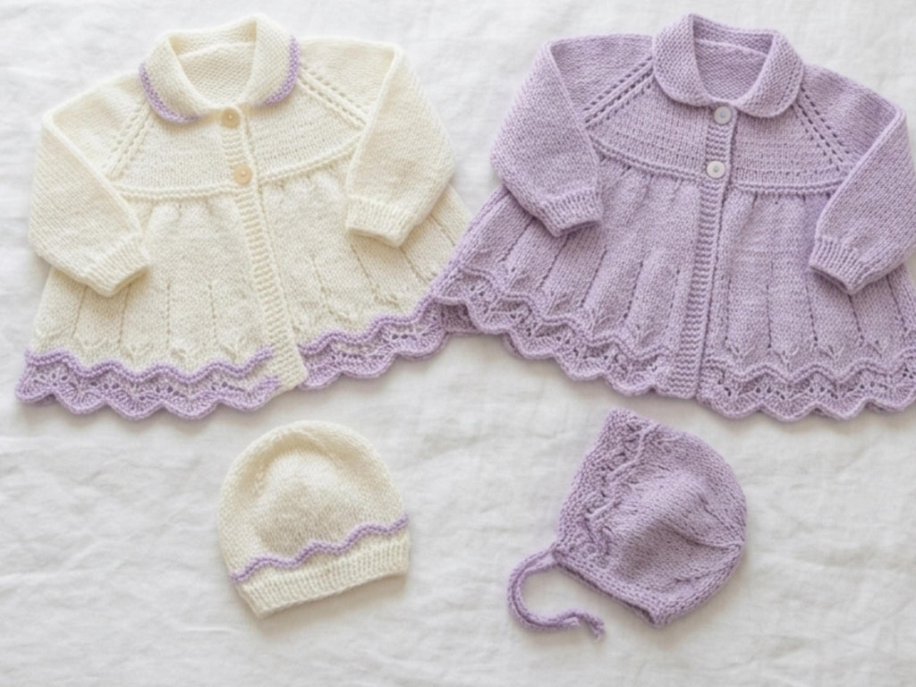 knitting patterns for 3yr old girls Baby Girl's Lacy Matinee Cardigan Knitting Pattern (PDF Download)-Matinee Coat and Hat~DK~12-20"