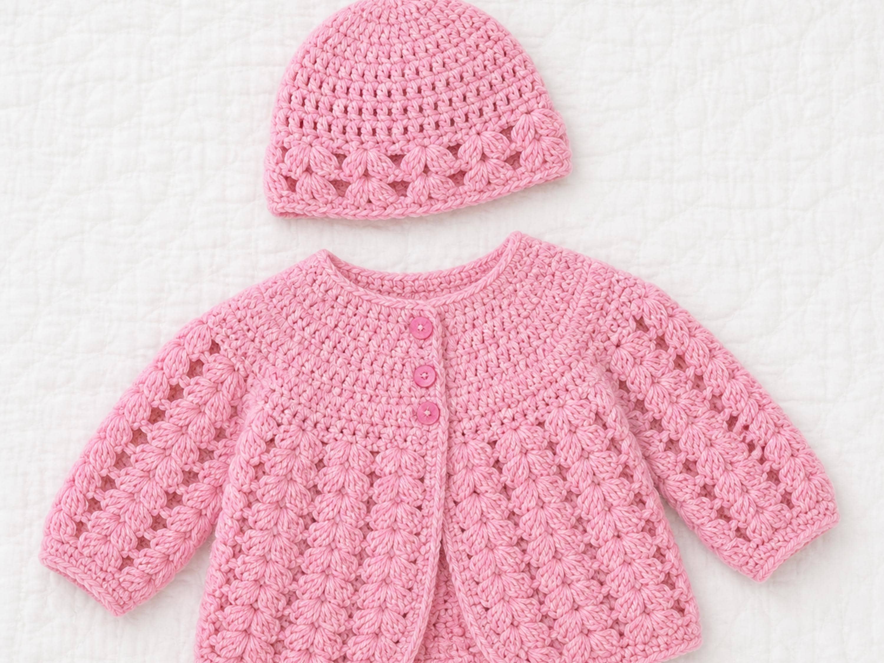 Baby Girl Crochet Patterns Jacket and Hat Pattern, Puff Stitch crochet  (PDF Download) Baby Shower Gift-Charity crochet-newborn crochet