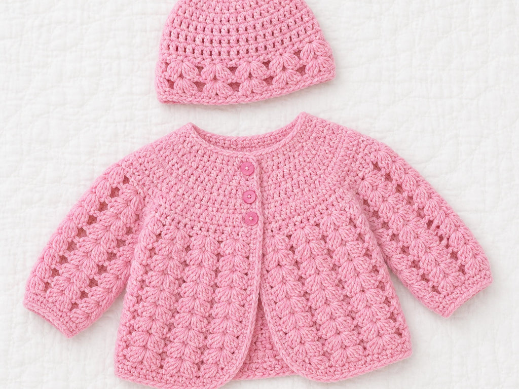 Baby Girl Crochet Patterns Jacket and Hat Pattern, Puff Stitch crochet  (PDF Download) Baby Shower Gift-Charity crochet-newborn crochet