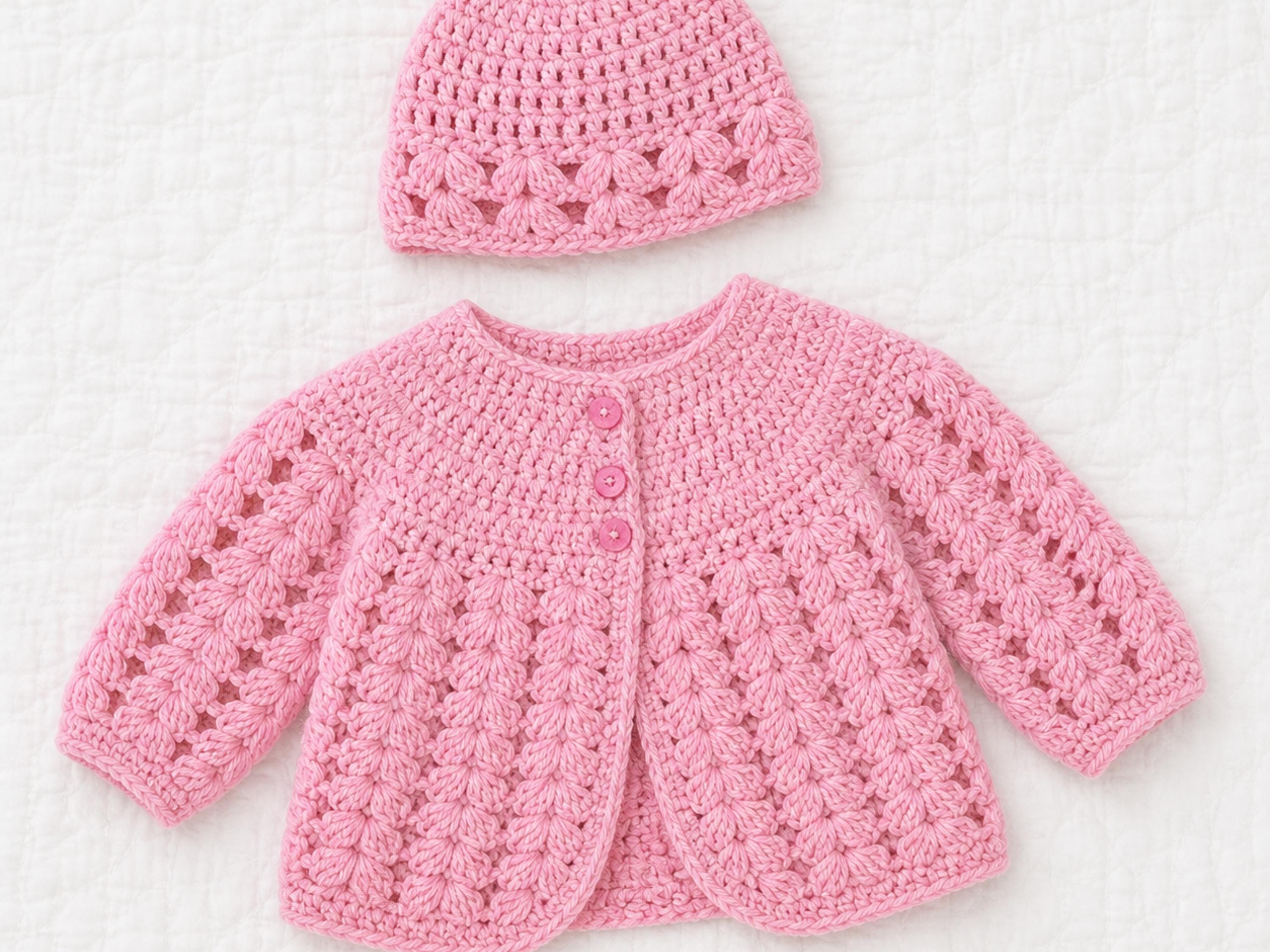 Baby Girl Crochet Patterns Jacket and Hat Pattern, Puff Stitch crochet  (PDF Download) Baby Shower Gift-Charity crochet-newborn crochet
