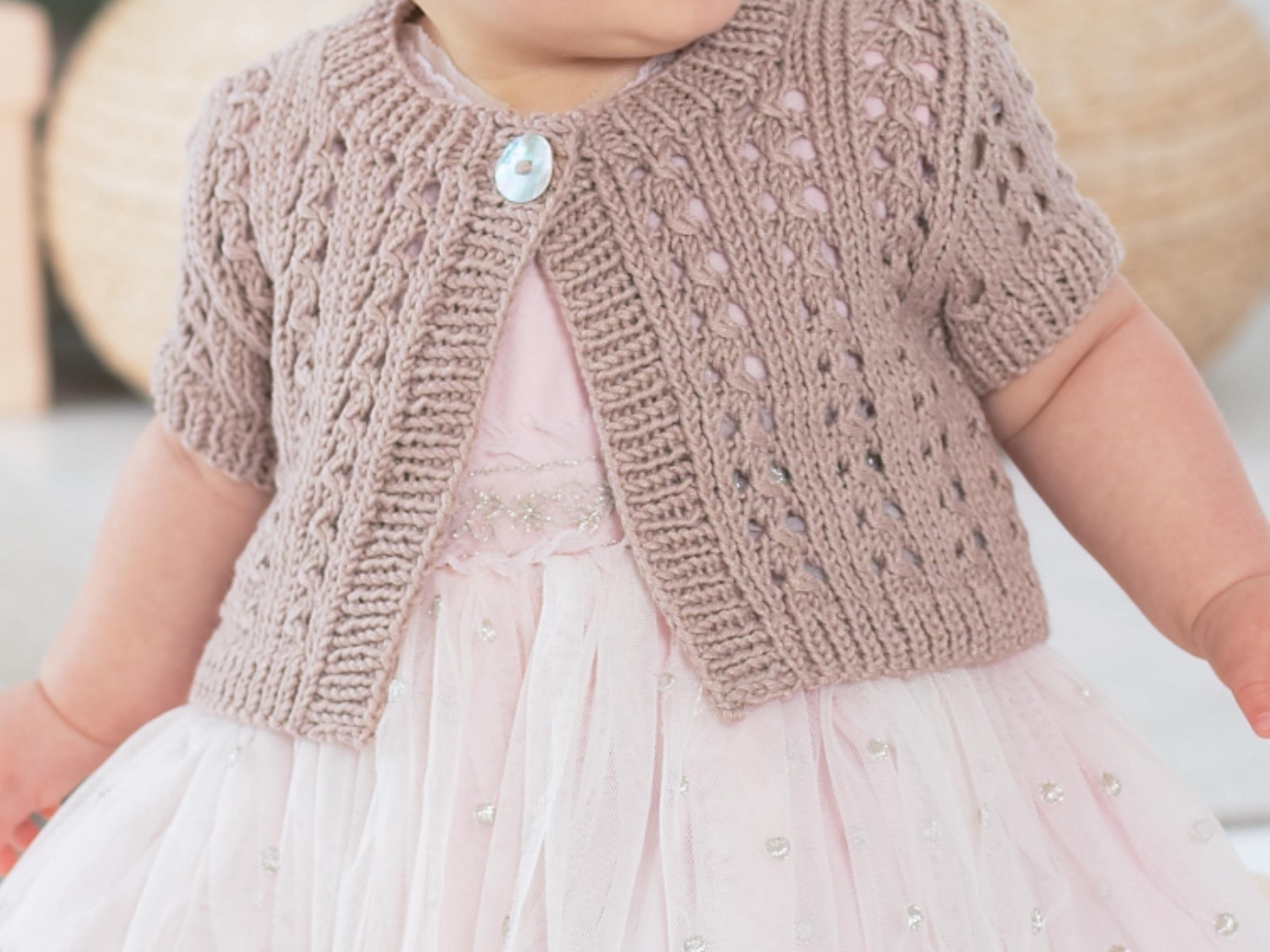 Baby Cardigan Knitting Pattern, Vintage Lace Sweater, Birth to 7 Years (Digital Download)