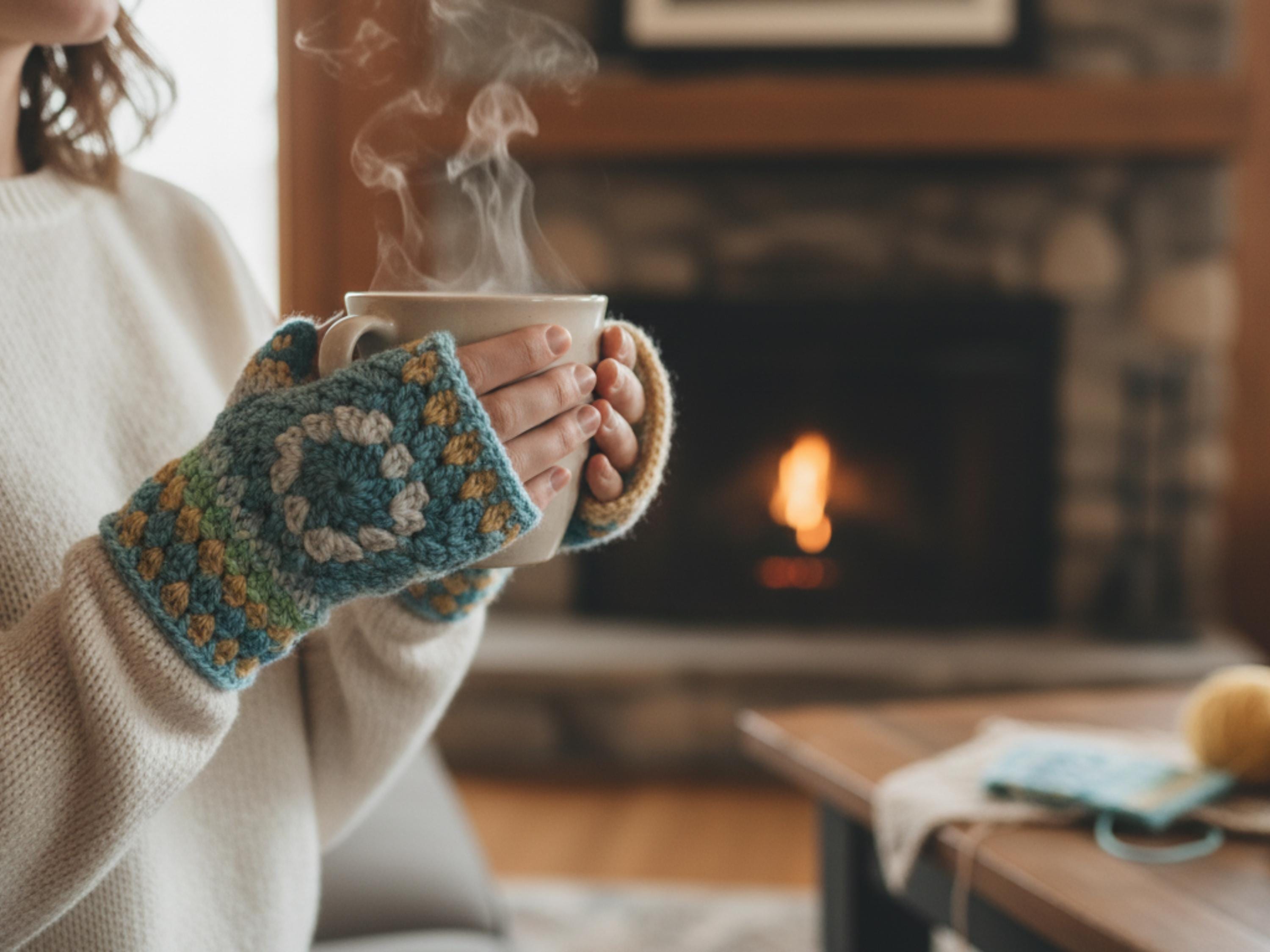 Granny Square Fingerless Gloves Crochet Pattern | Boho Mittens (PDF Download)