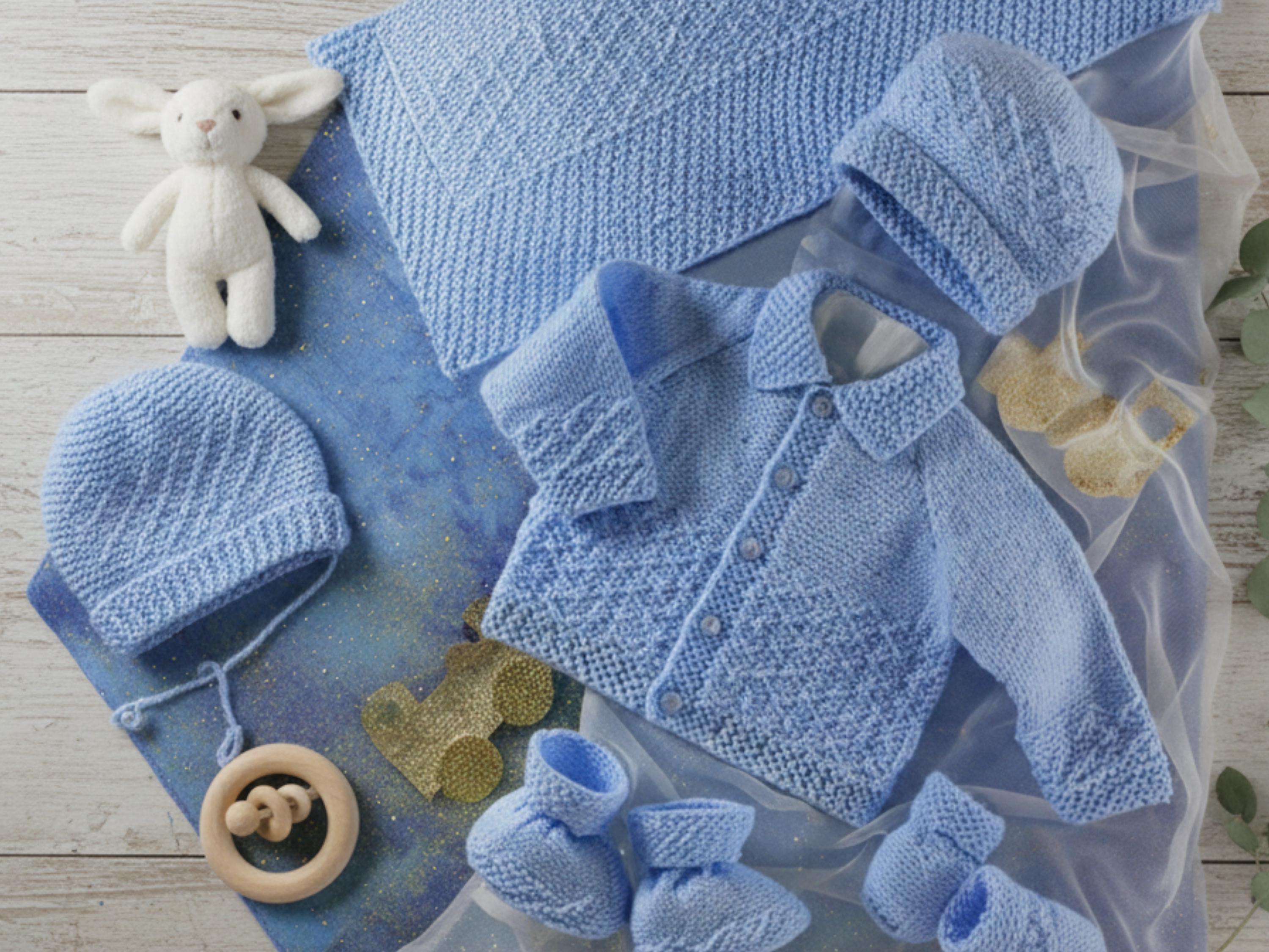 Vintage Baby Boy Knitting Pattern, Cardigan, Blanket, Booties Set (PDF Download)