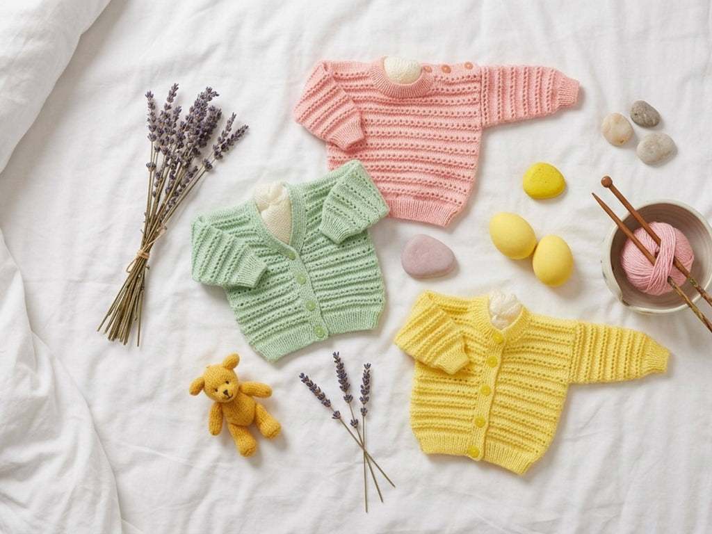 Beginner Baby Eyelet Sweater Cardigan Knitting Pattern (PDF) – DK Yarn, Ages 0-3 Years