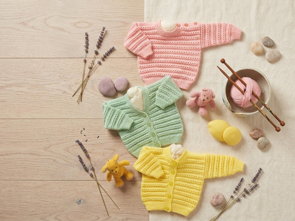 Beginner Baby Eyelet Sweater Cardigan Knitting Pattern (PDF) – DK Yarn, Ages 0-3 Years
