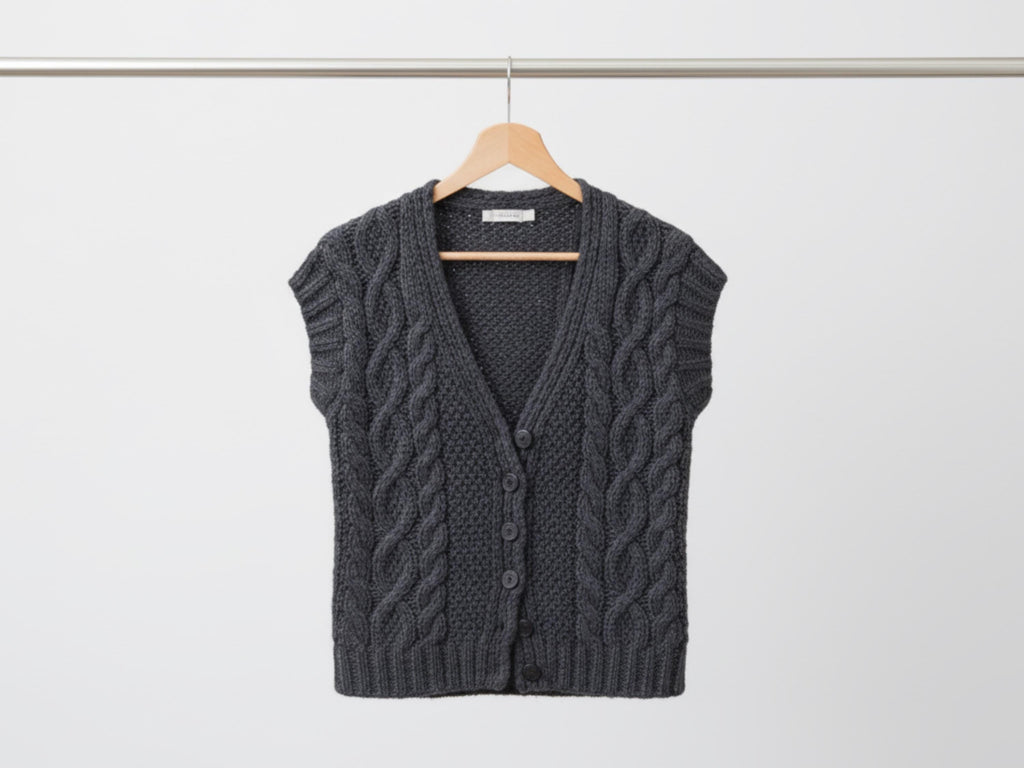 Aran Vest Knitting Pattern, Women's Cable Knit Sleeveless Sweater (PDF)