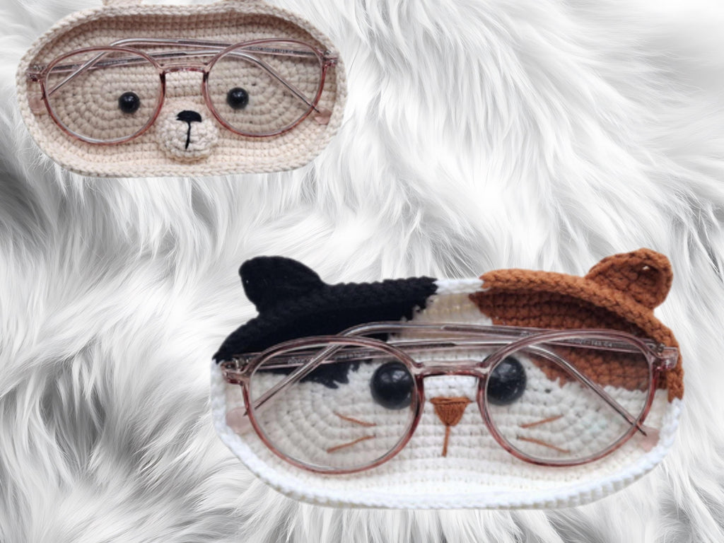 Crochet Animal Glasses Holder Patterns: Bear, Cat, Cow, Dog, Frog (PDF Pattern)