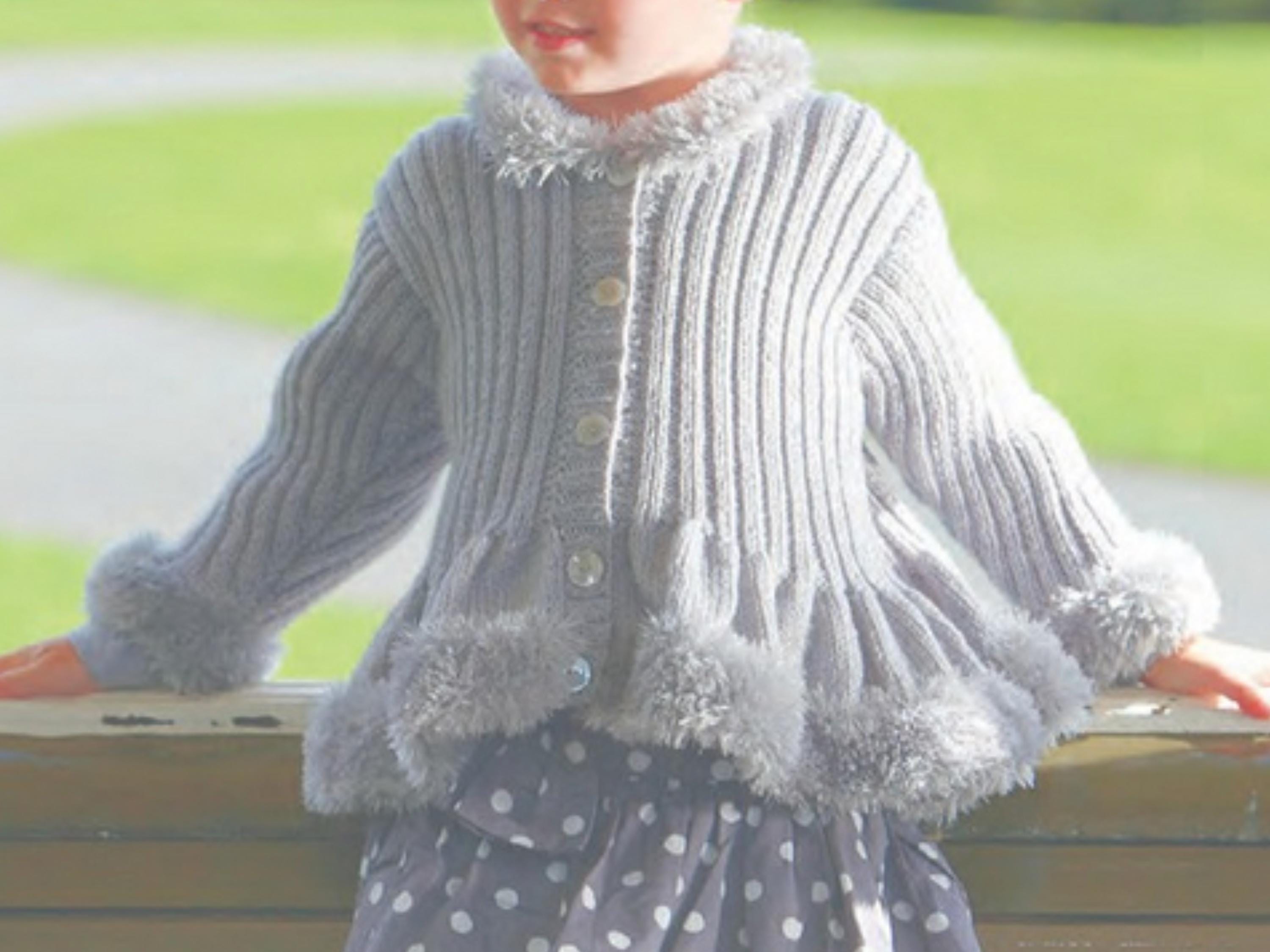 Baby Girl Coat Knitting Pattern – DK Eyelash Ribbed Peplum (PDF Download)