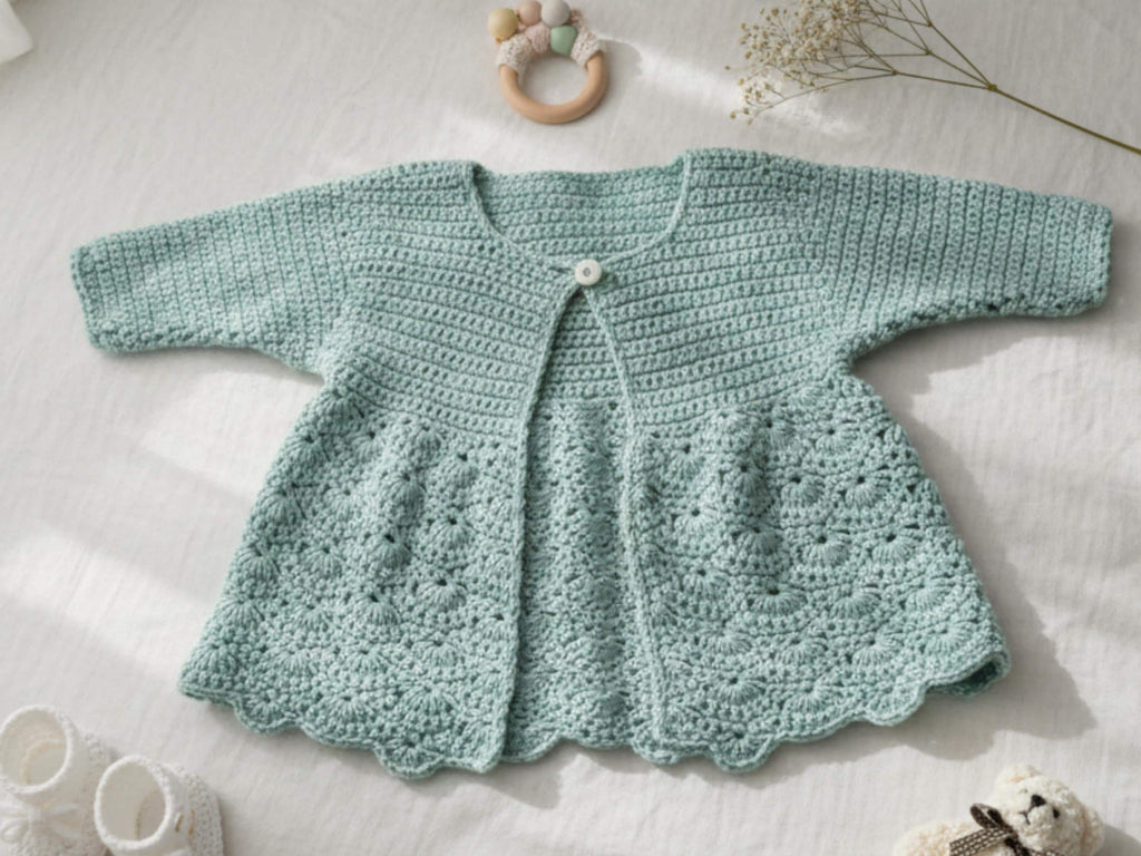 Baby girl Crochet Jacket Cardigan Coat Pattern, Yoke Jacket, Sizes 0-24 Months (PDF Download)