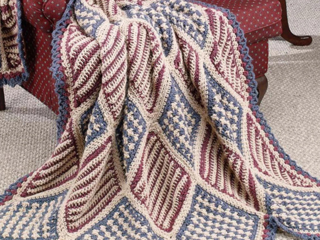 Patriotic Tunisian Crochet Blanket Pattern – Americana Stars Stripes Throw (PDF)
