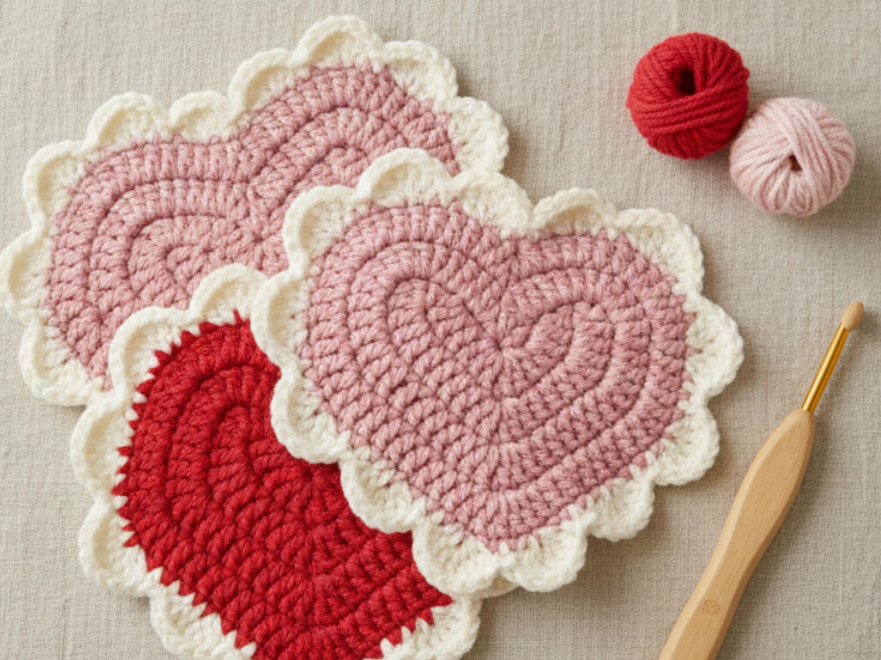 Sweet Hearts Crochet Dishcloth Pattern – Beginner Friendly, Vintage Shell Border (PDF Download)
