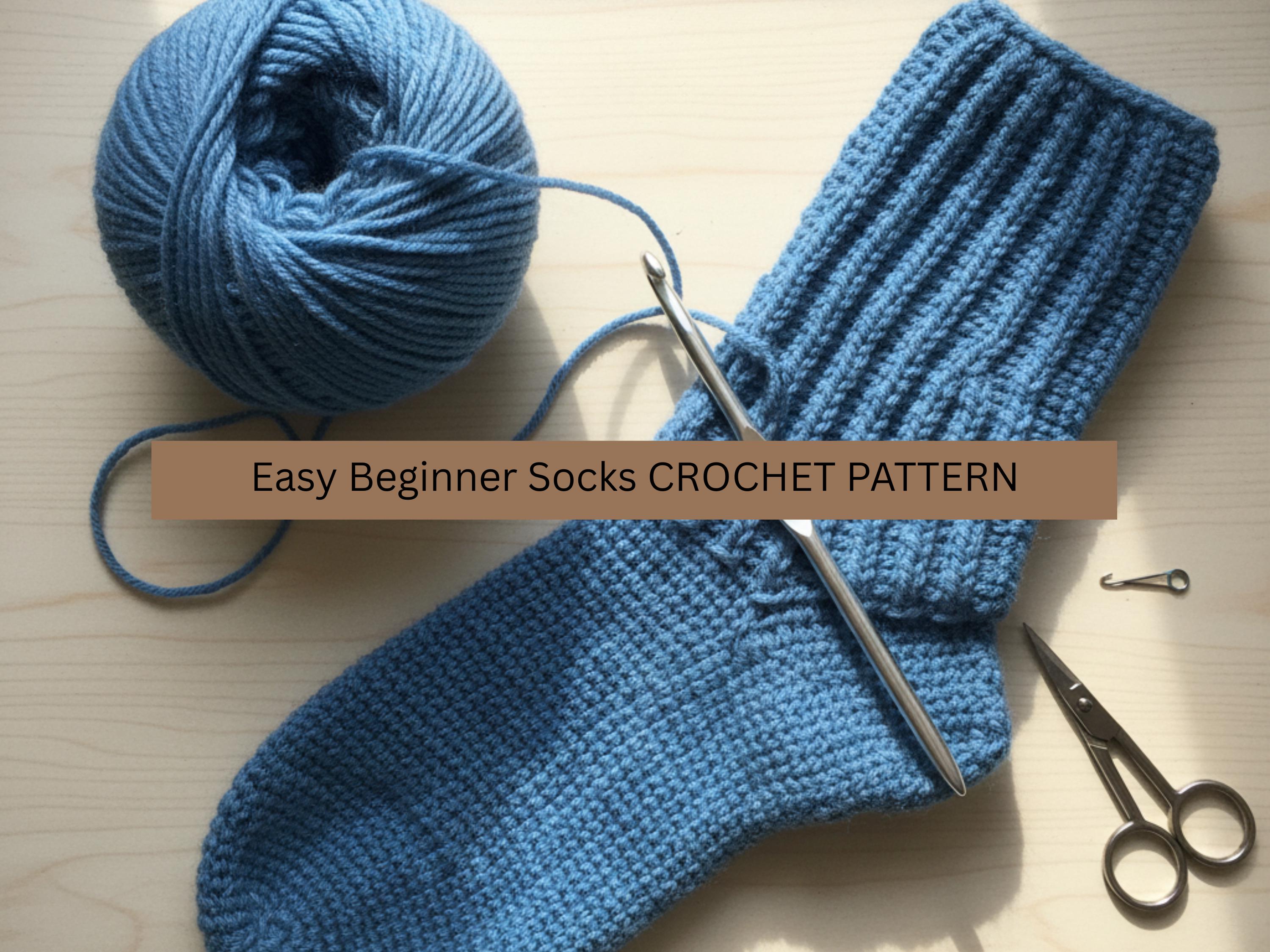 Easy Crochet Socks Pattern, Vintage Style, Aran Yarn, Sizes S-L (PDF Download)