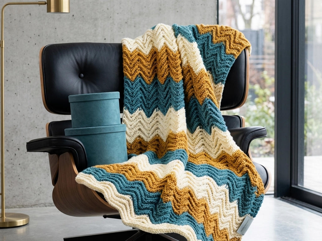 Crochet Blanket Pattern – Colorful Chevron Throw, Easy Boho Afghan (PDF Download)