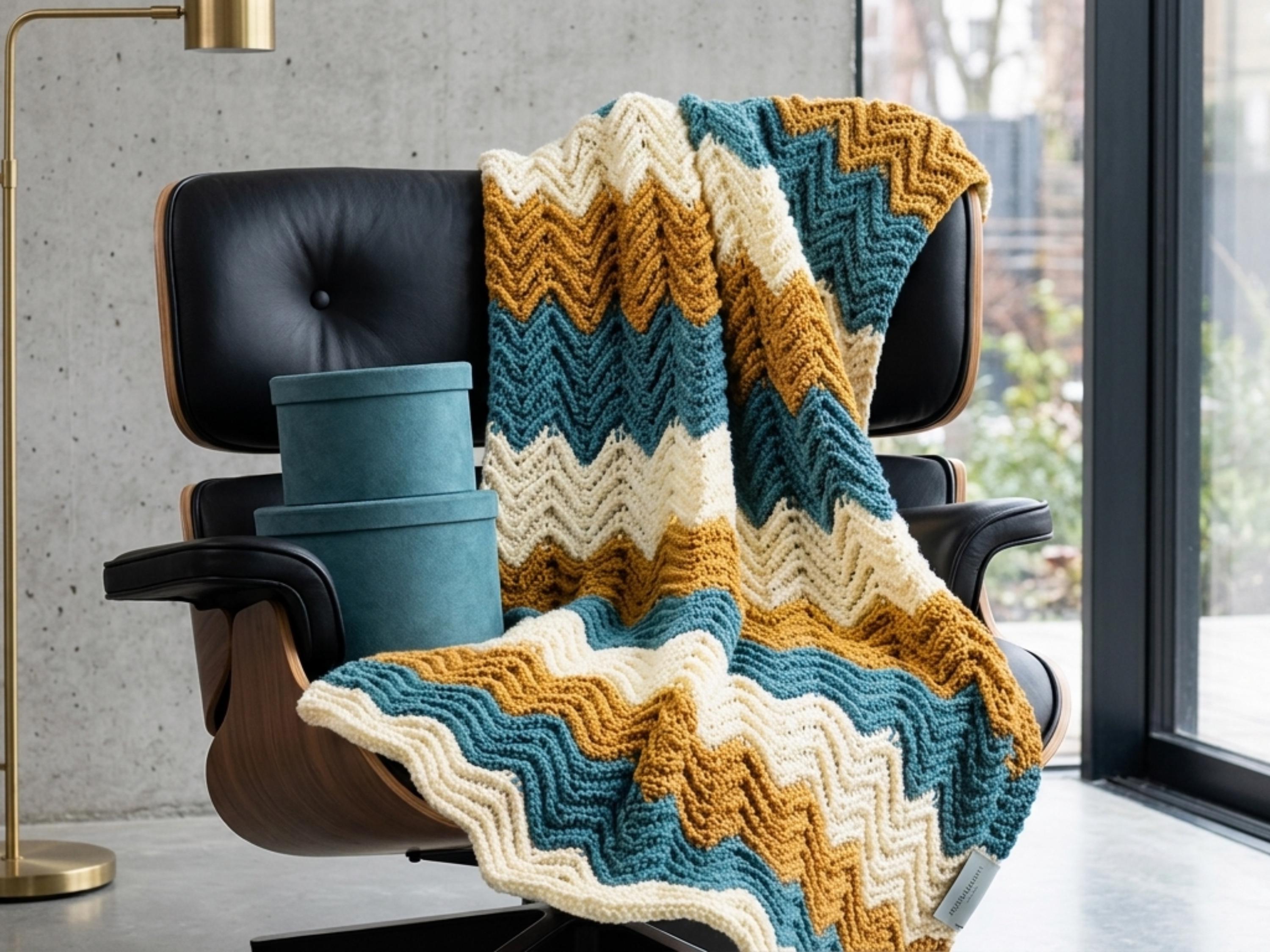 Crochet Blanket Pattern – Colorful Chevron Throw, Easy Boho Afghan (PDF Download)