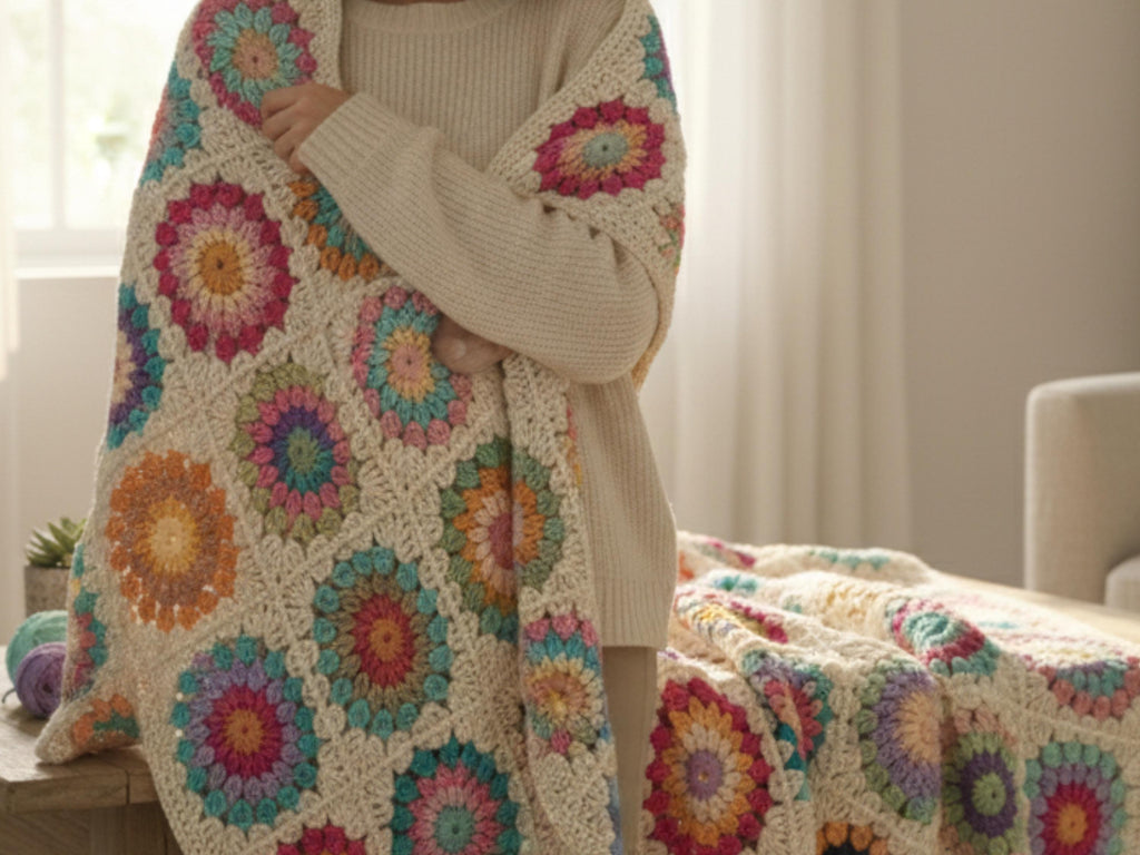CROCHET PATTERN   |  Sunburst Time Blanket, Sunburst Granny Square, Tropical, Boho, Worsted Weight Yarn-Wedding Gift,gift for bride,mom,dad