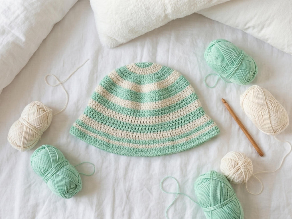 Crochet pattern  Bucket Hat, Pastel Boho Cotton Sun Hat (PDF Pattern)