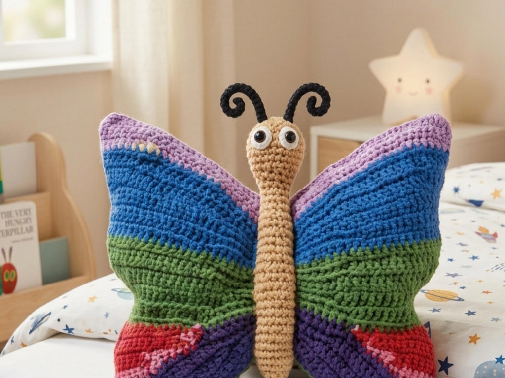 Crochet Butterfly Pillow Pattern, Amigurumi Cushion, Nursery Decor (PDF)