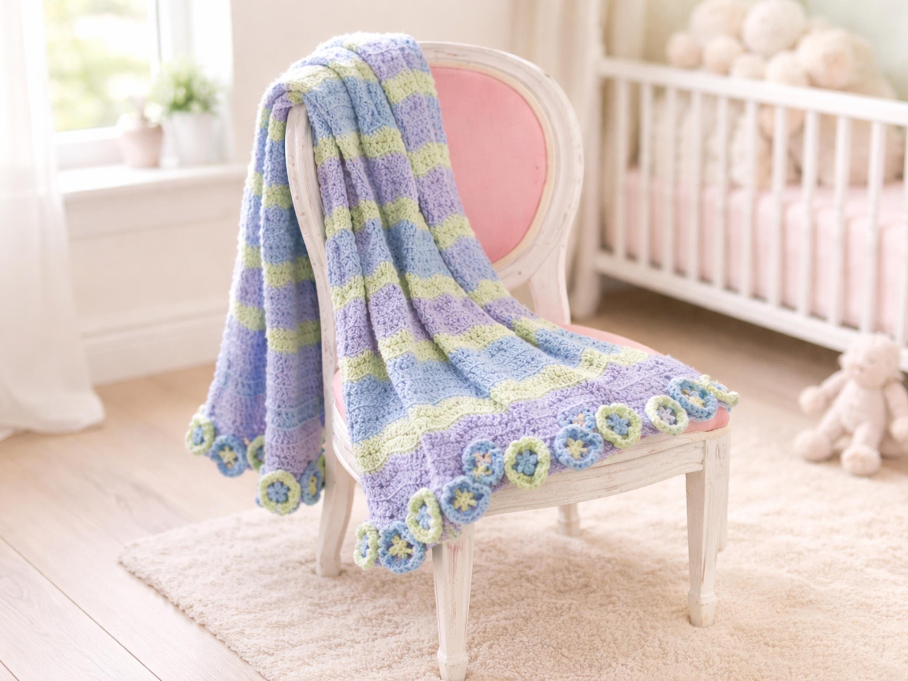 Vintage Style Crochet Baby Blanket Pattern PDF – Easy Ripple Afghan (Digital Download)