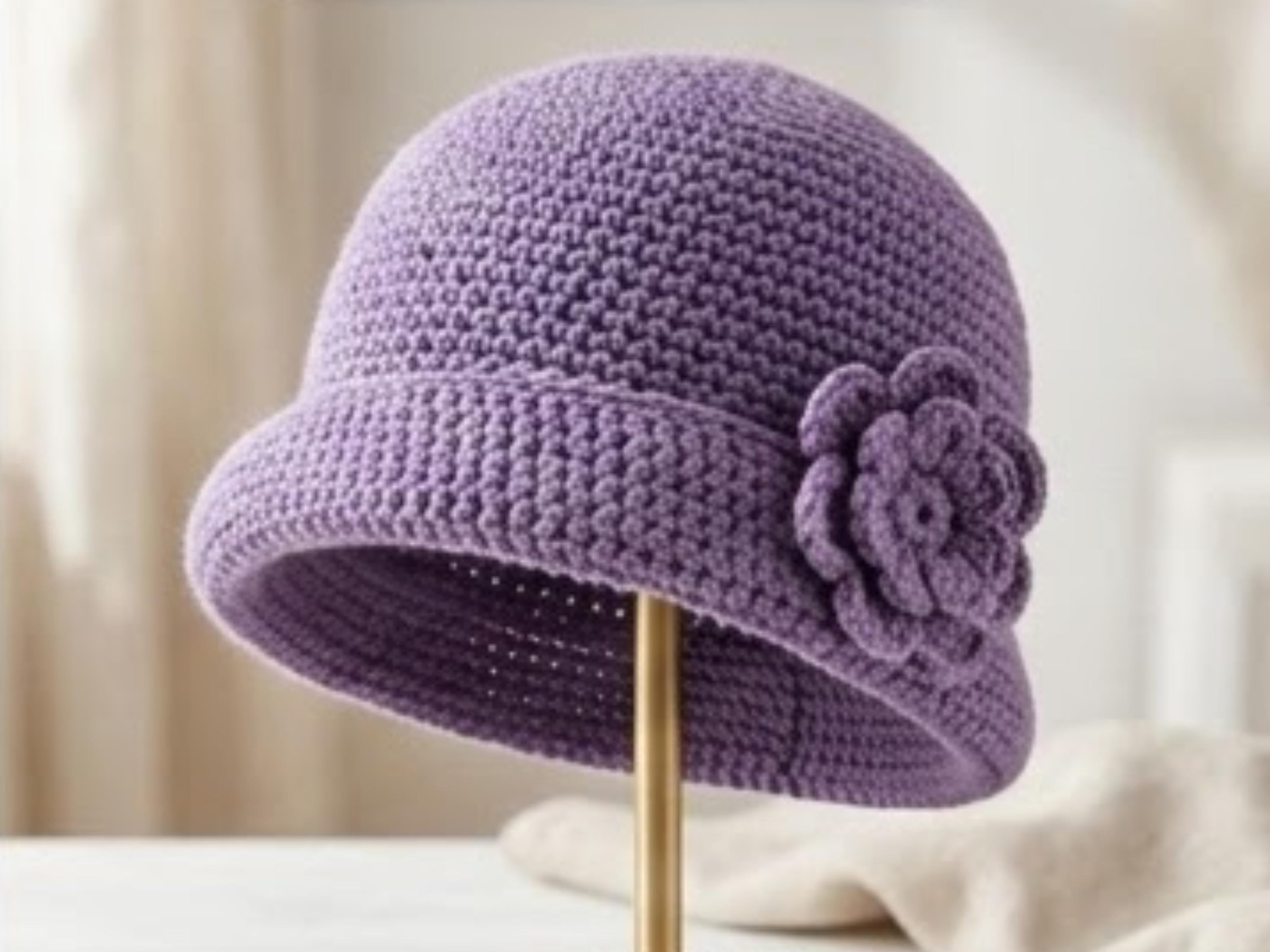Crochet Cloche Hat Pattern with Flower | Vintage Style Women's Hat (PDF Download)