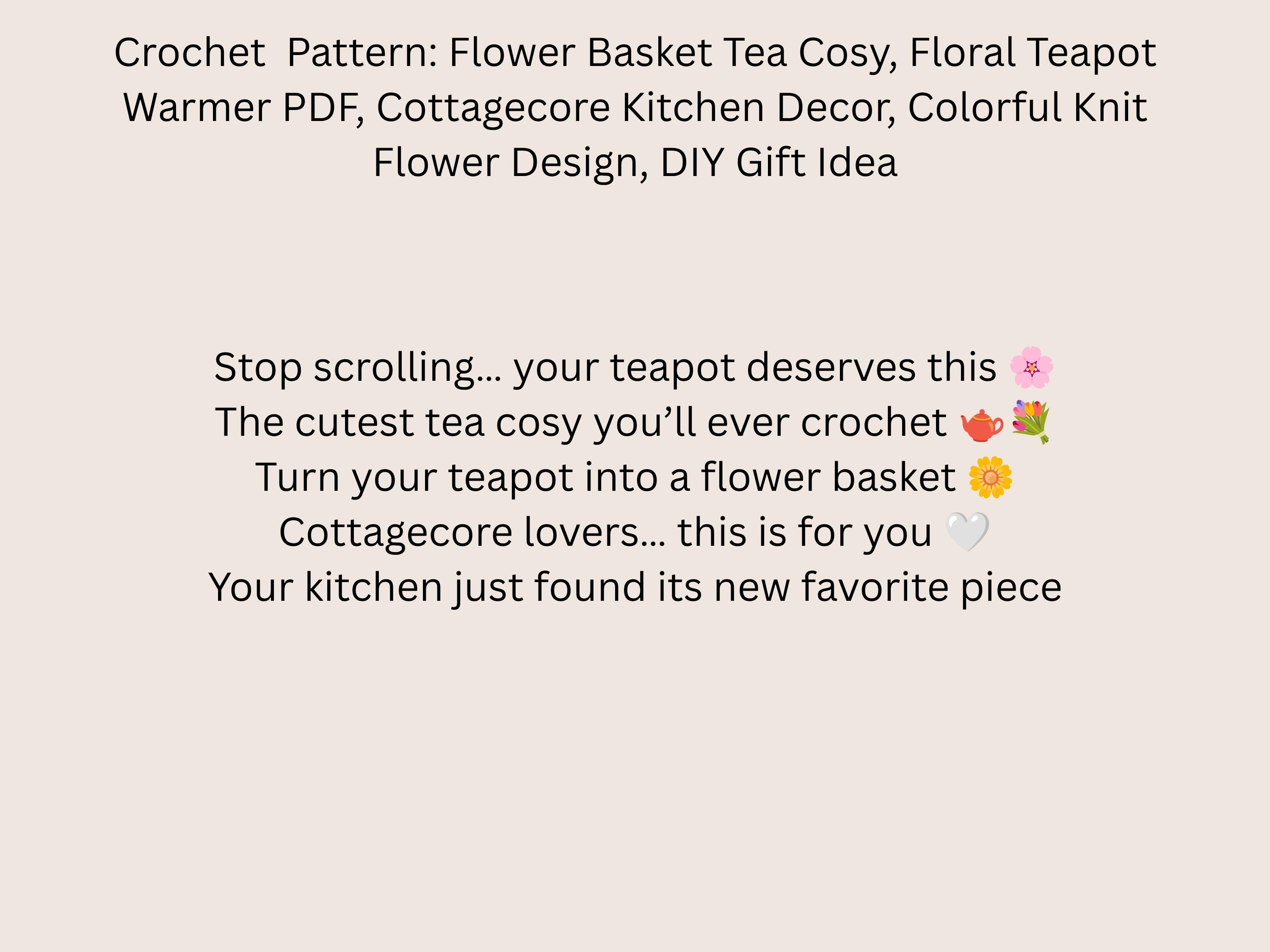 Crochet Flower Basket Tea Cosy Pattern Floral Teapot Warmer (PDF)