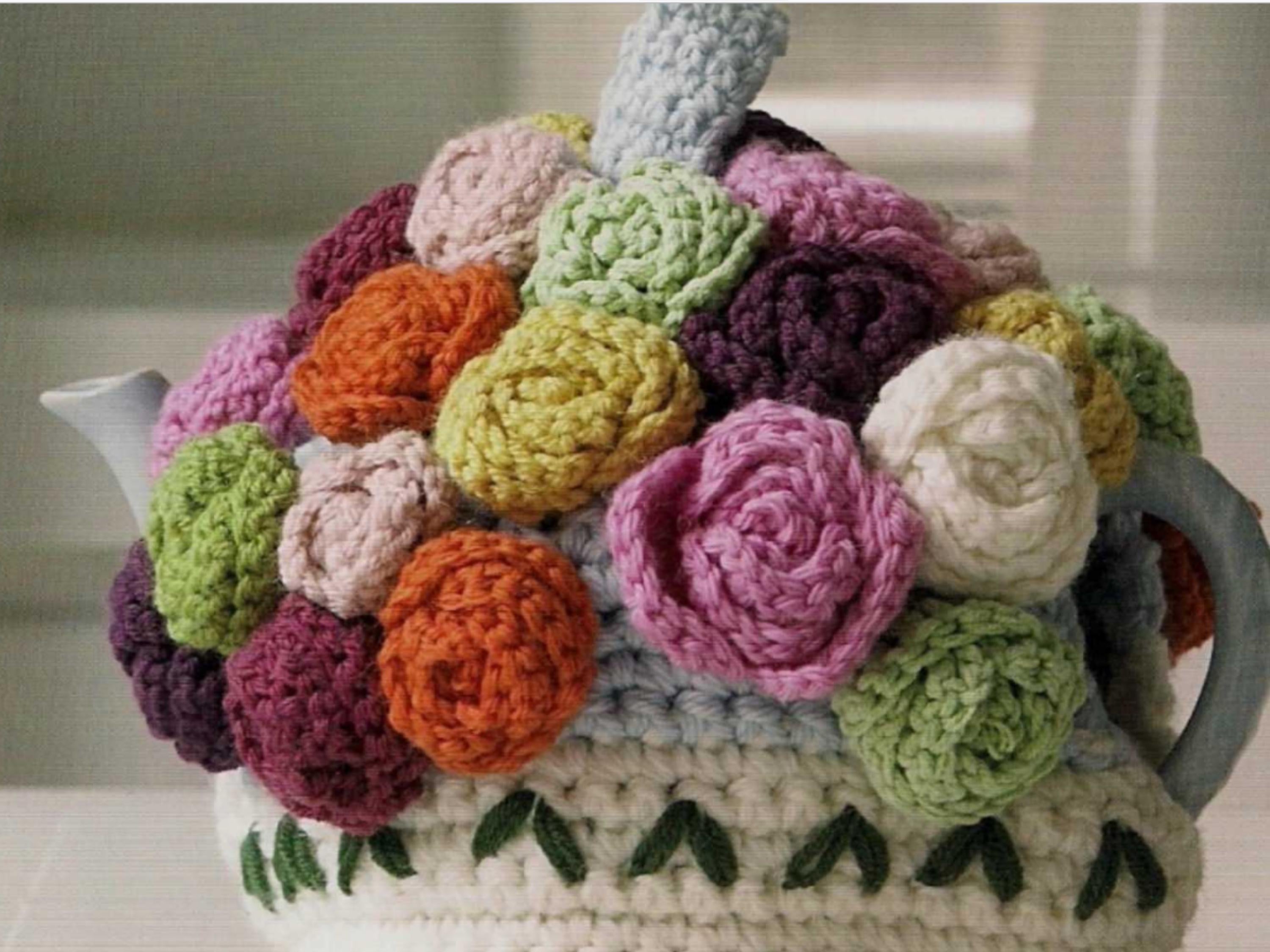 Crochet Flower Basket Tea Cosy Pattern Floral Teapot Warmer (PDF)