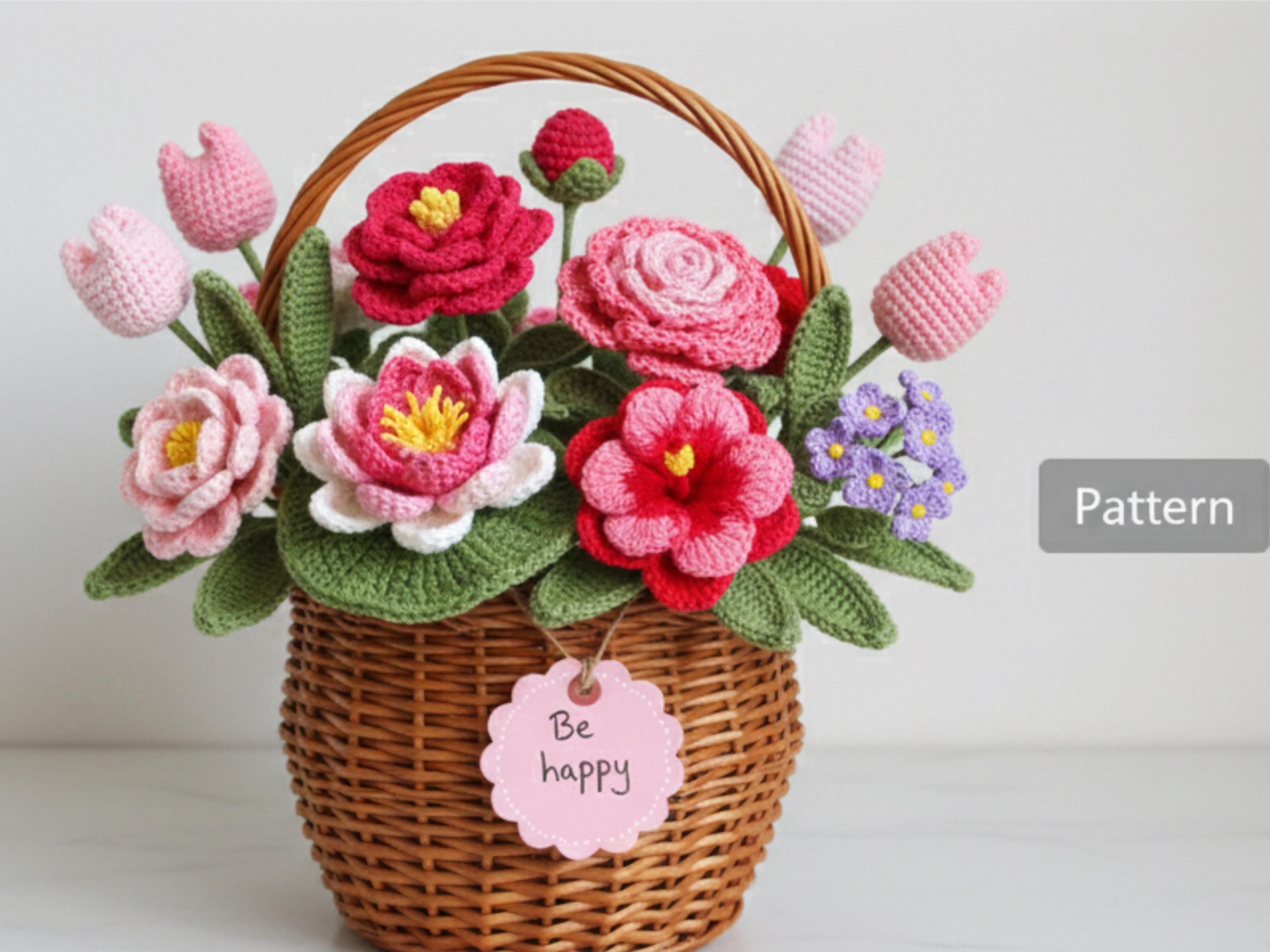 Beginner Crochet Flower Bouquet Pattern Bundle | 7 Flowers,   (PDF Download)