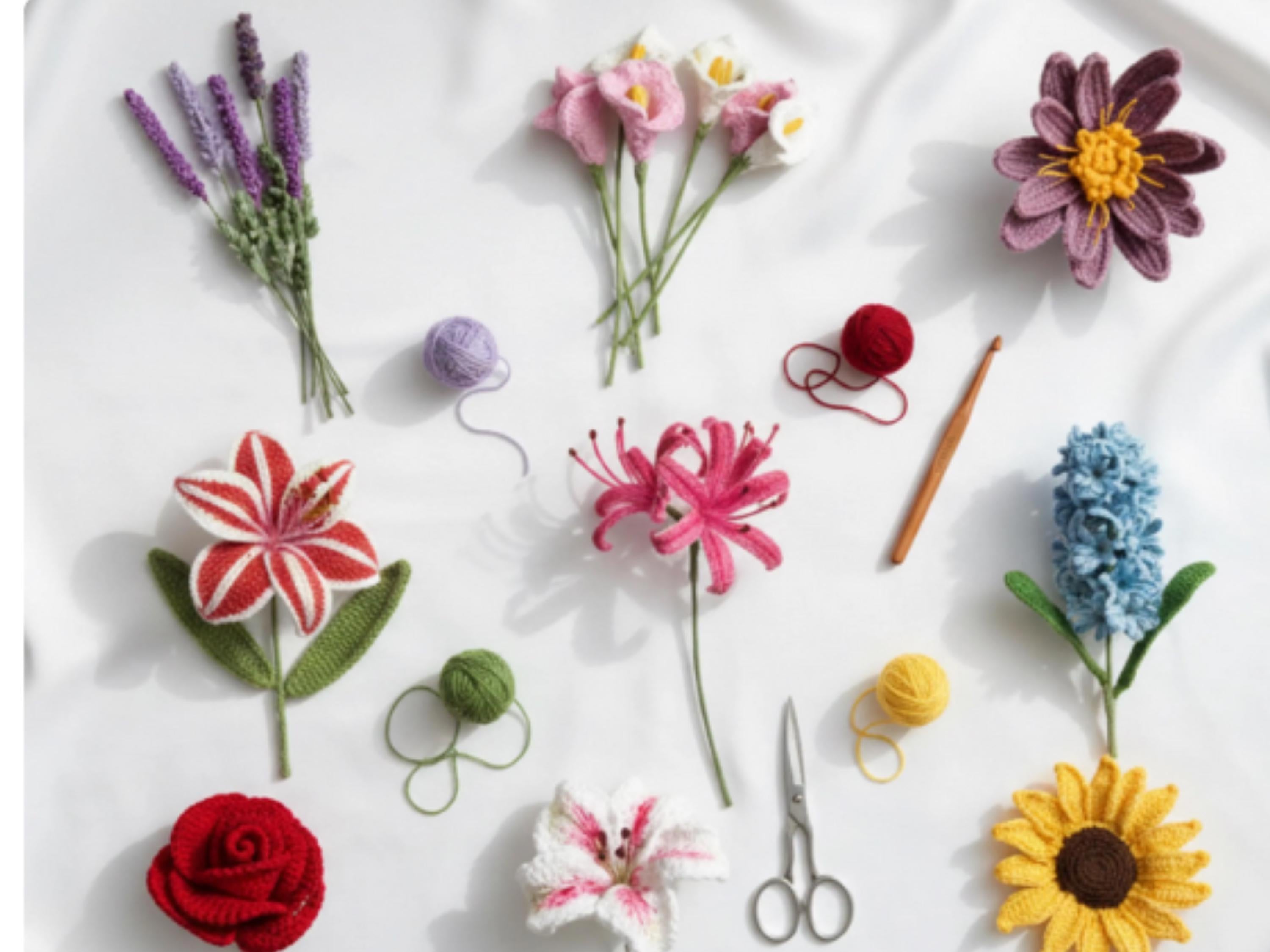 9 Crochet Flower Patterns Bundle Wildflower Basket Bouquet Rose Sunflower Lily PDF Amigurumi Flower Bouquet Pattern (Digital Download)
