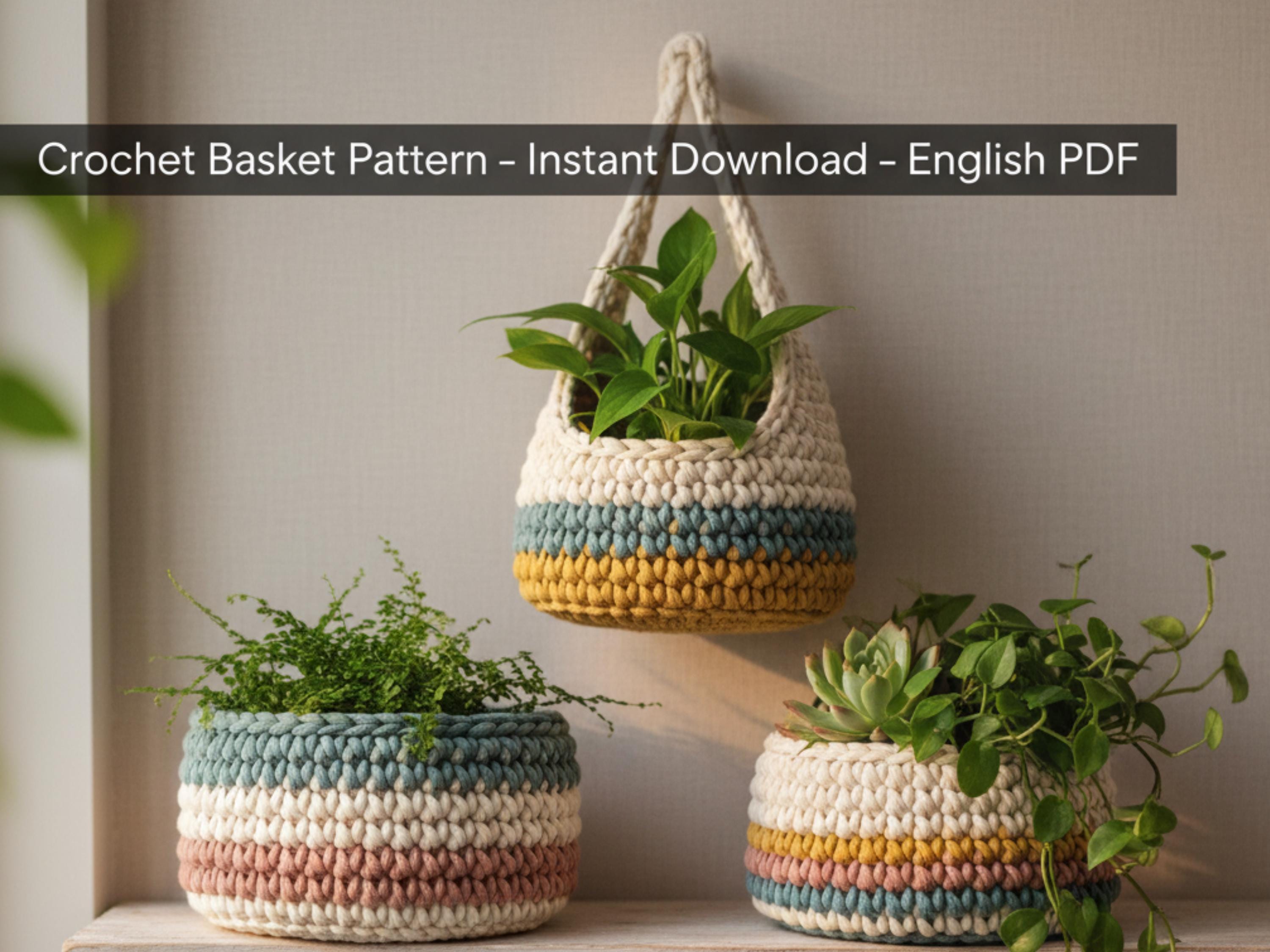 Teardrop Crochet Basket Pattern | Hanging Plant Holder (PDF Pattern)