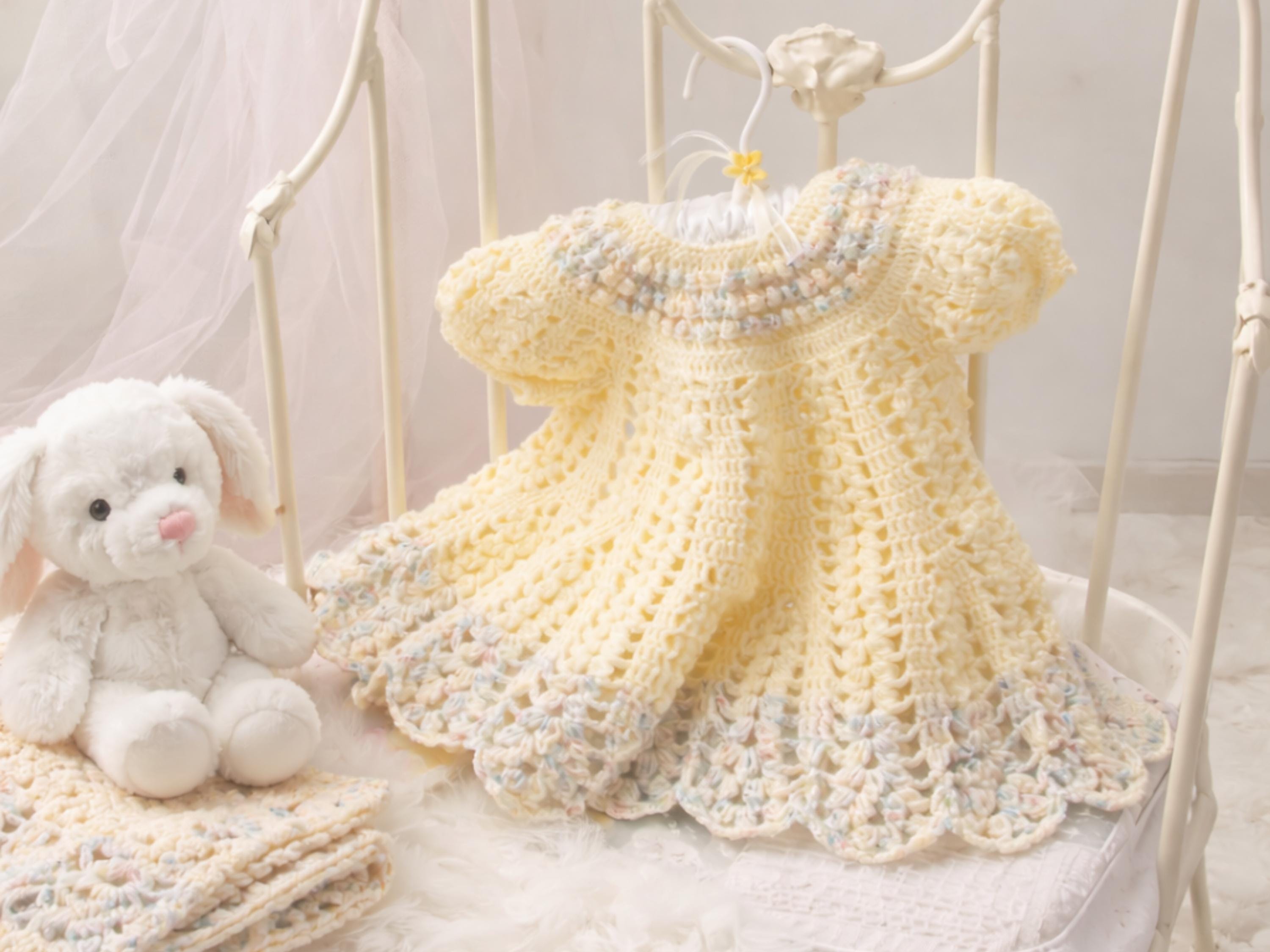 Baby crochet dress pattern-Lacy Crochet Baby Dress Pattern – Vintage Style, Easy PDF Download