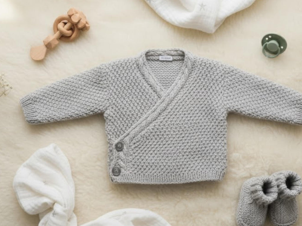 Baby  boy Knitting Pattern: Cardigan, Socks, Ballet Top, Kimono (0-6 Months) (PDF Download)
