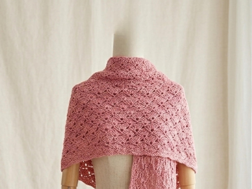 Pink Crochet Lace Shawl Pattern – Boho Wrap, Fringe Cardigan (PDF)