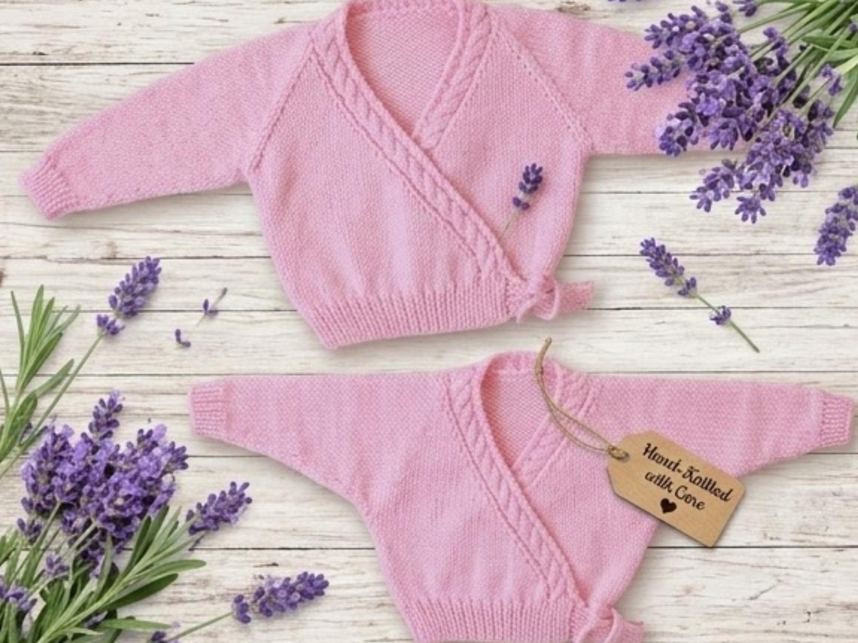 Baby girls Knit Cardigan Pattern | Dolman Wrapover Ballet Cardigan DK 12-22" (PDF Download) Knitting Pattern for girls